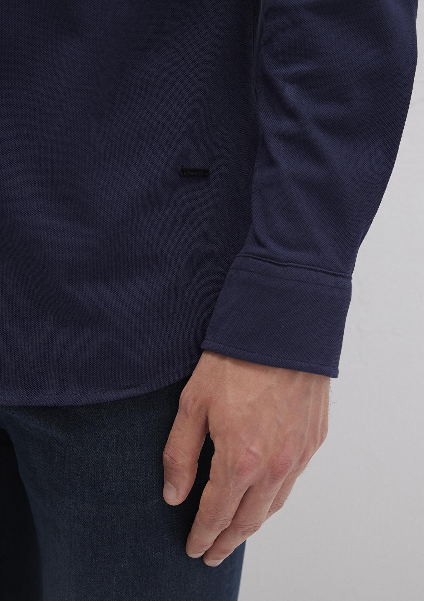 Mavi Mavi Black Lacivert Örme Gömlek Slim Fit / Dar Kesim 0211660-86415