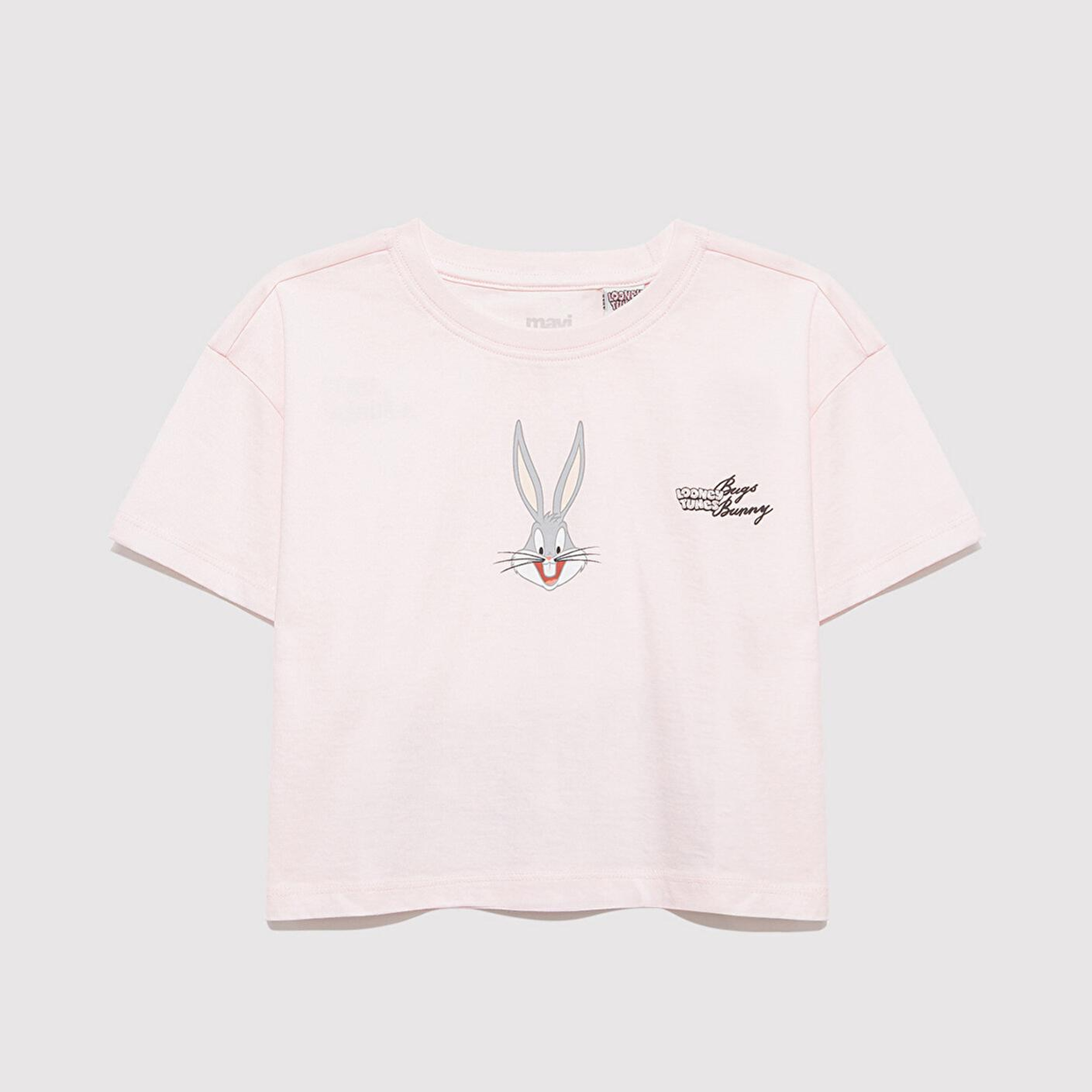 Mavi Bugs Bunny Baskılı Pembe Tişört Loose Fit / Bol Rahat Kesim 7610369-90773