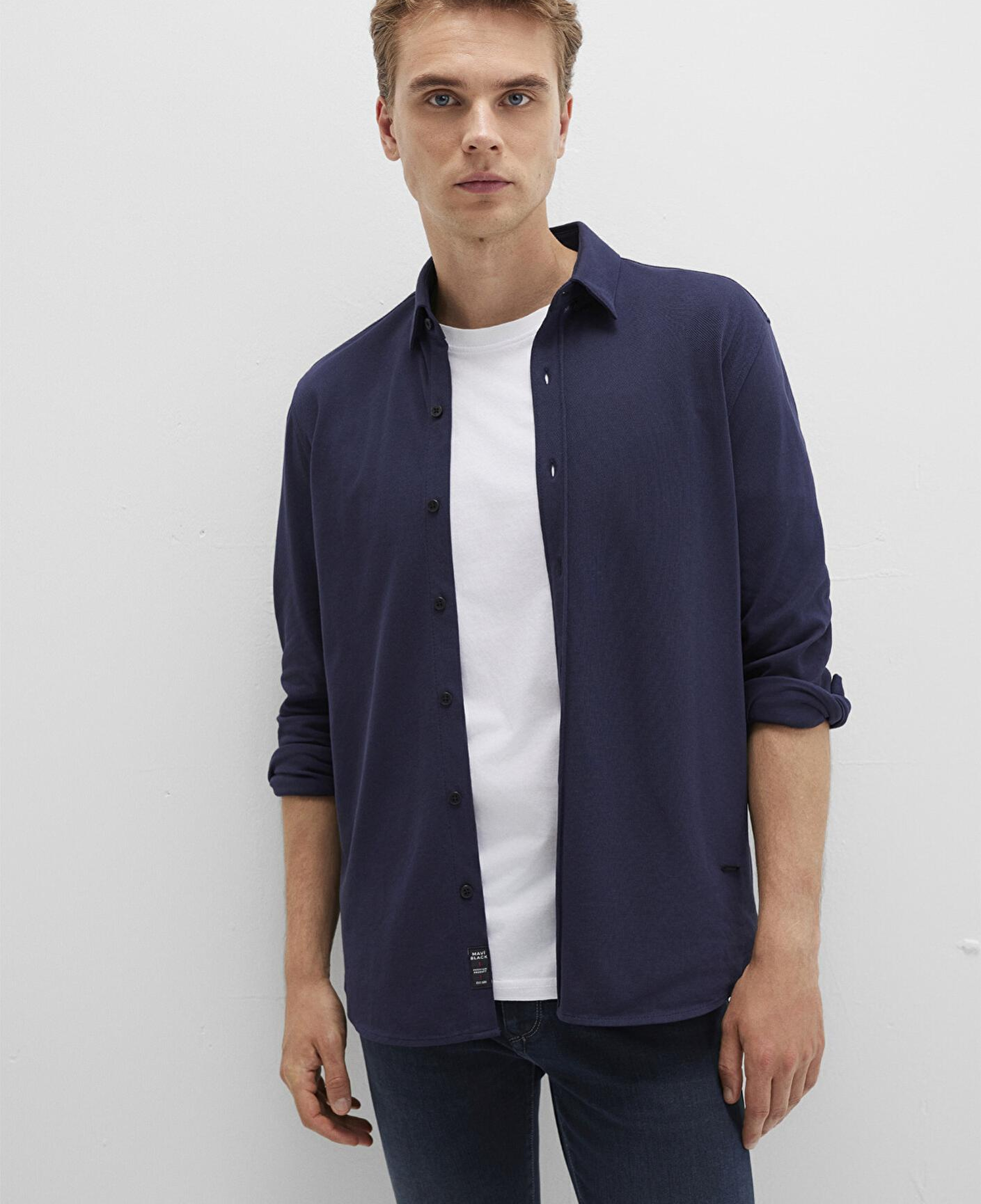 Mavi Mavi Black Lacivert Örme Gömlek Slim Fit / Dar Kesim 0211660-86415