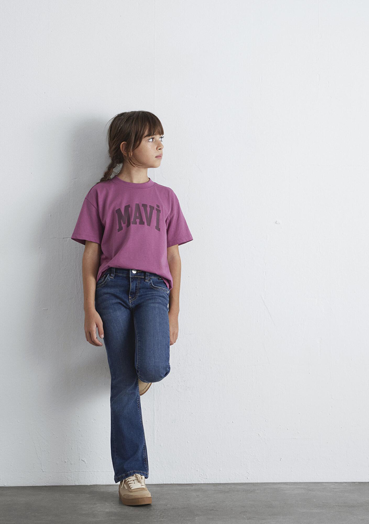 Mavi Mavi Logo Baskılı Pembe Tişört Loose Fit / Bol Rahat Kesim 7610385-70651