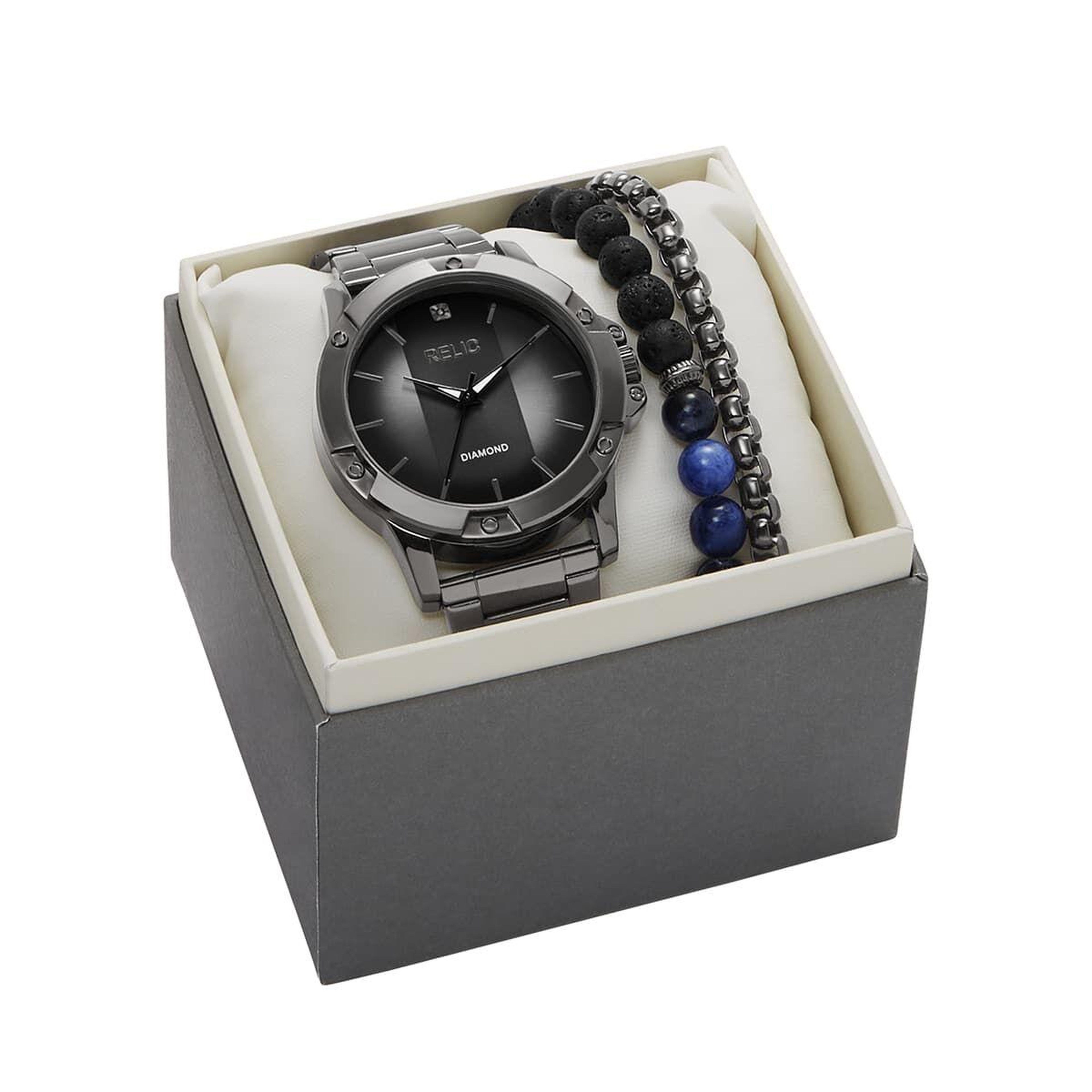 RELIC RL-ZR97000 Pırlantalı Erkek Kol Saati ve Bileklik Seti