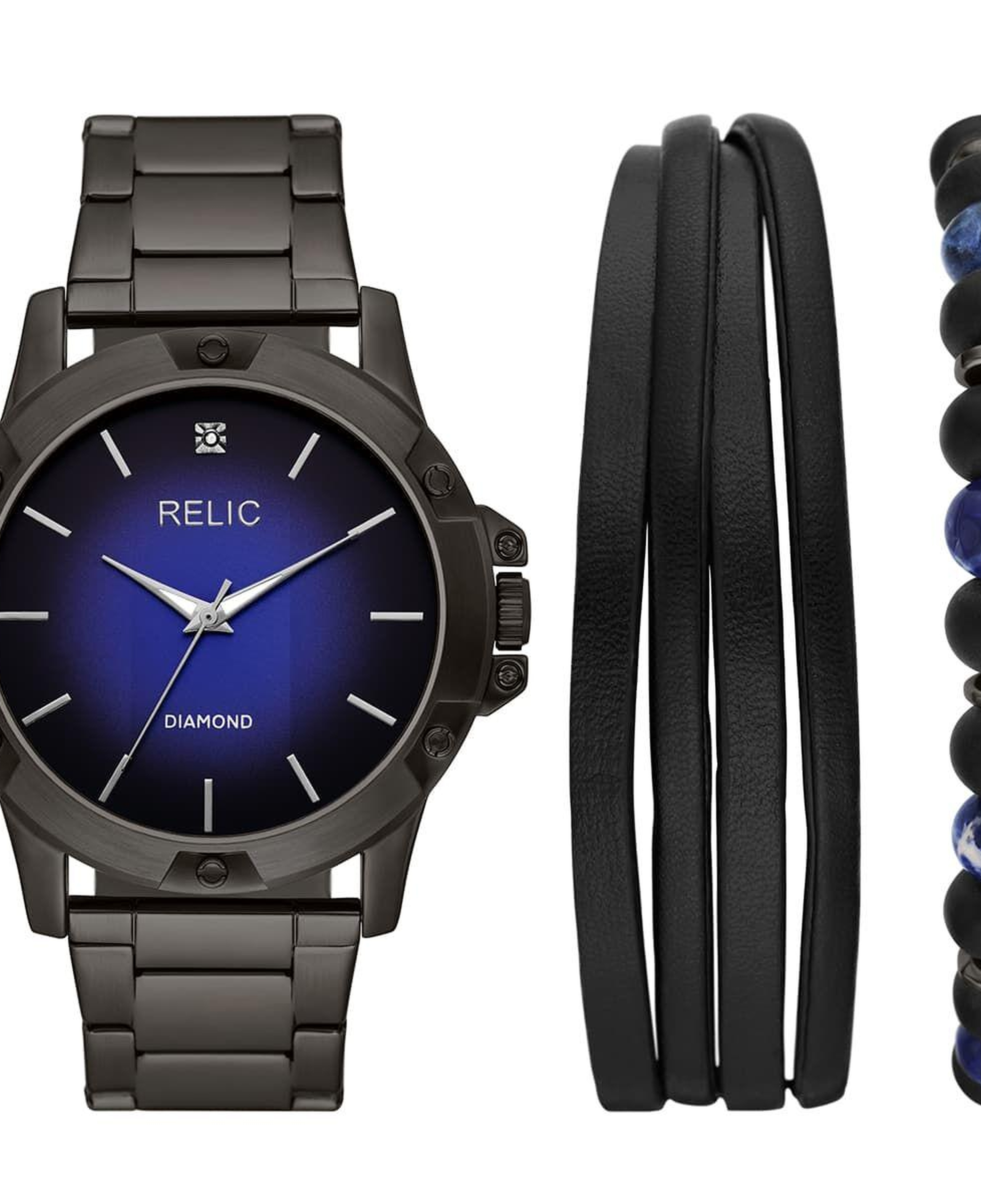 RELIC RL-ZR97009 Pırlantalı Erkek Kol Saati ve Bileklik Seti