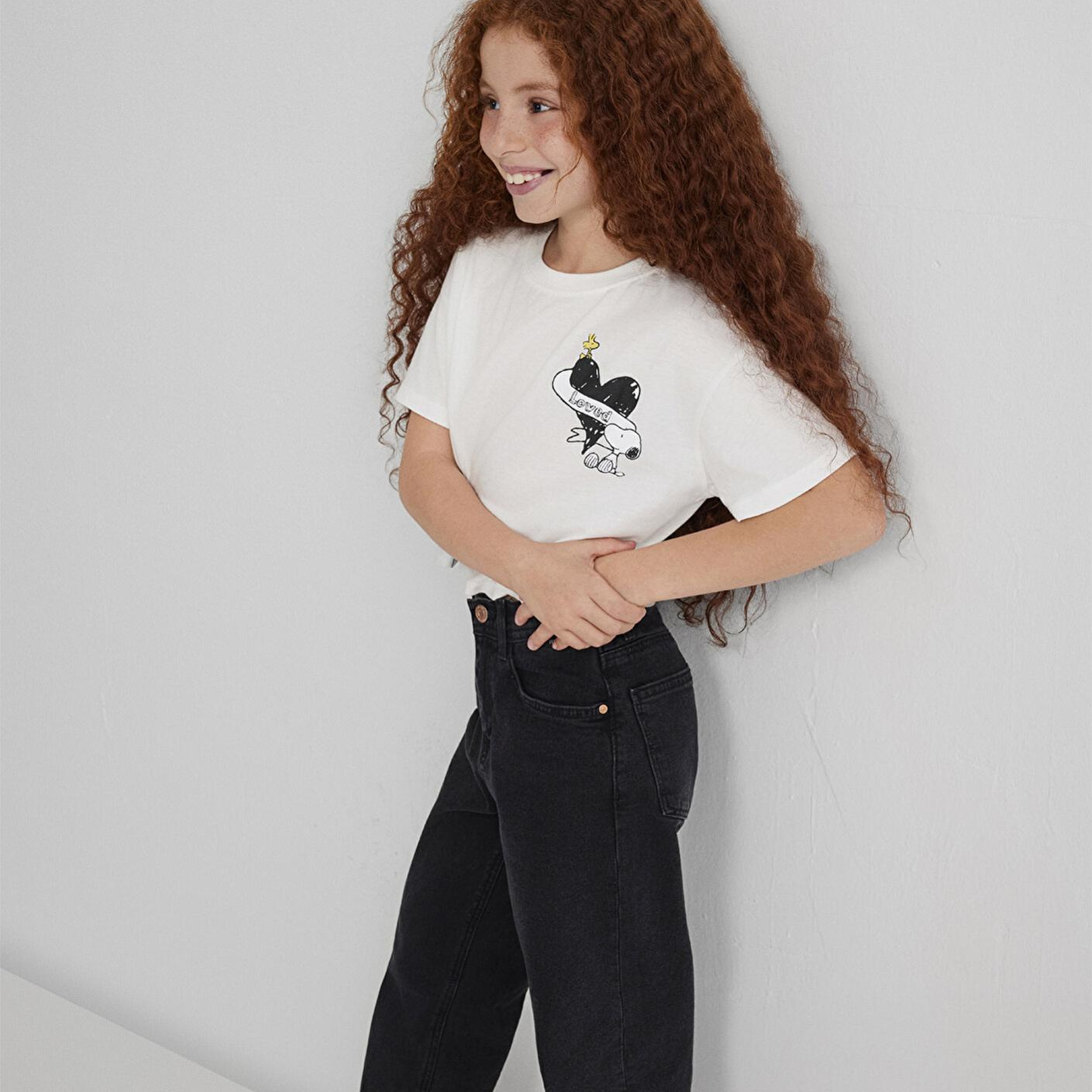 Mavi Peanuts Baskılı Ekru Tişört Loose Fit / Bol Rahat Kesim 7610373-70057