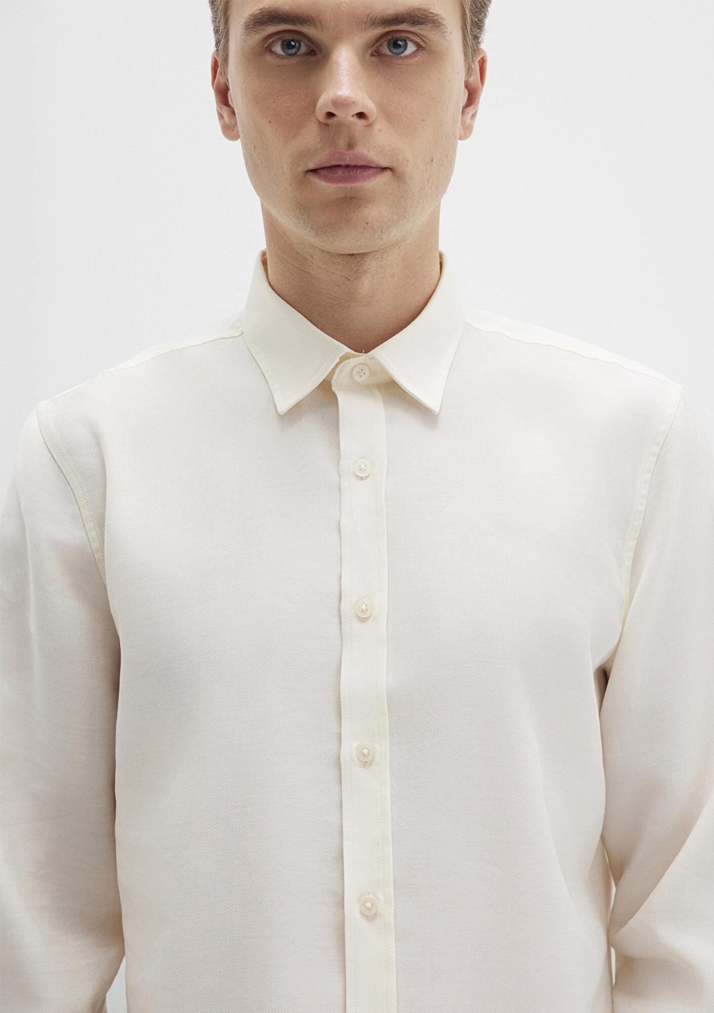 Mavi Ekru (TENCEL™) Liyosel Gömlek Regular Fit / Normal Kesim 0211659-70057