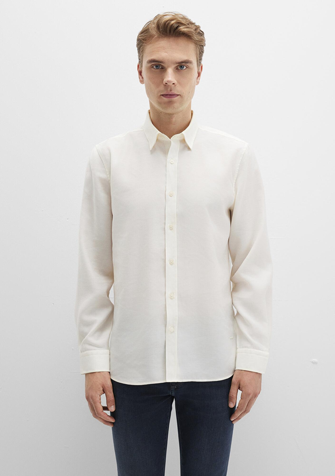 Mavi Ekru (TENCEL™) Liyosel Gömlek Regular Fit / Normal Kesim 0211659-70057