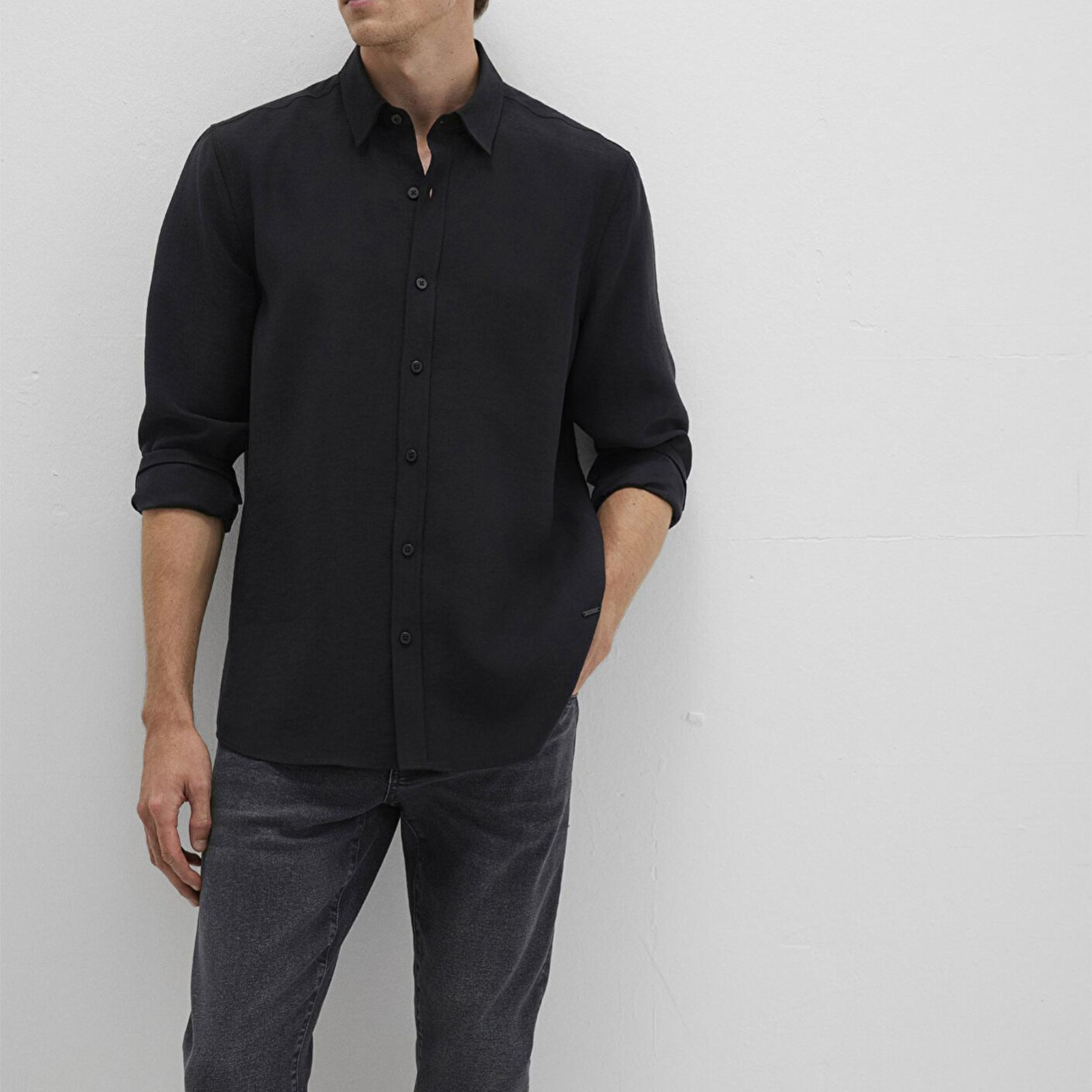 Mavi Siyah (TENCEL™) Liyosel Gömlek Regular Fit / Normal Kesim 0211659-900