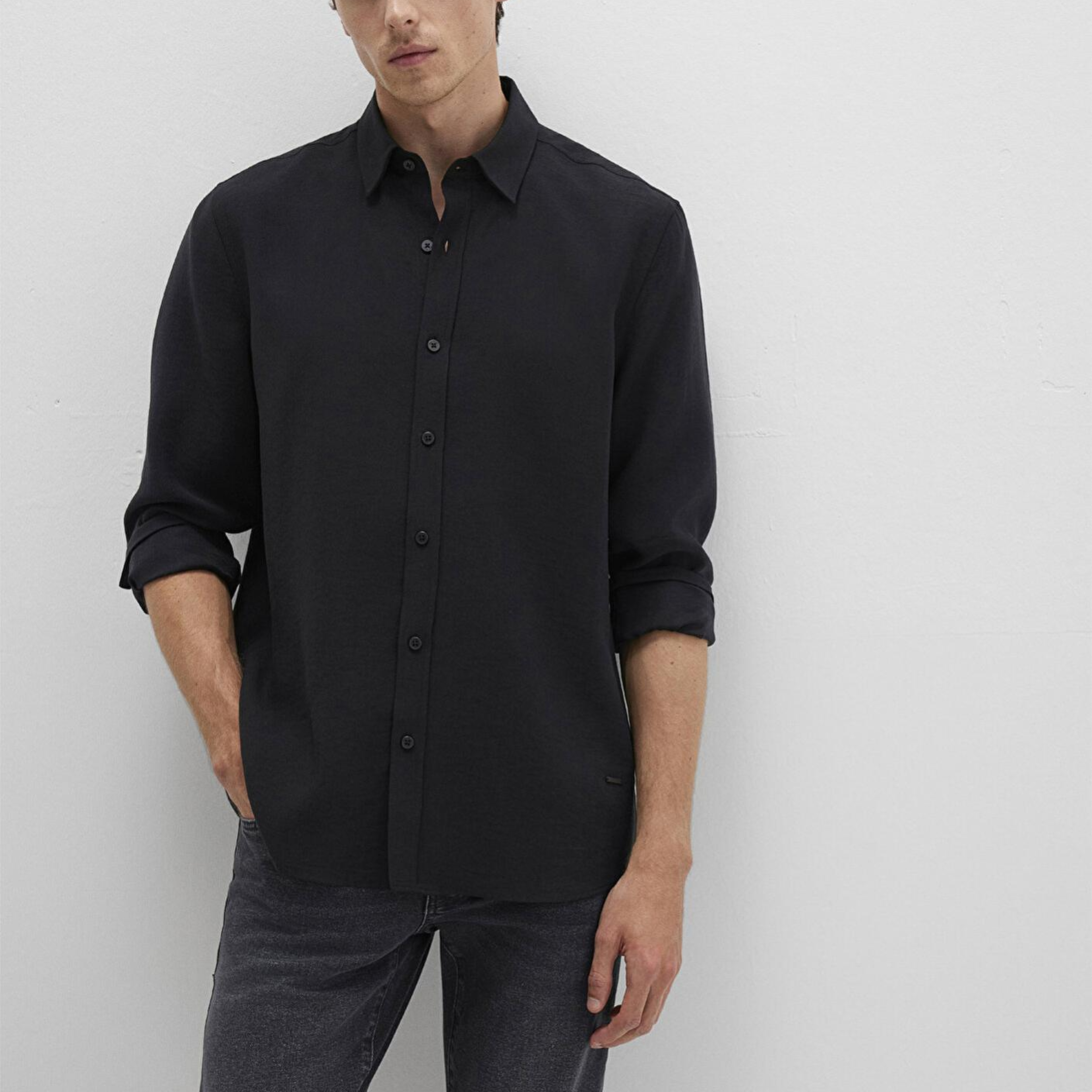 Mavi Siyah (TENCEL™) Liyosel Gömlek Regular Fit / Normal Kesim 0211659-900