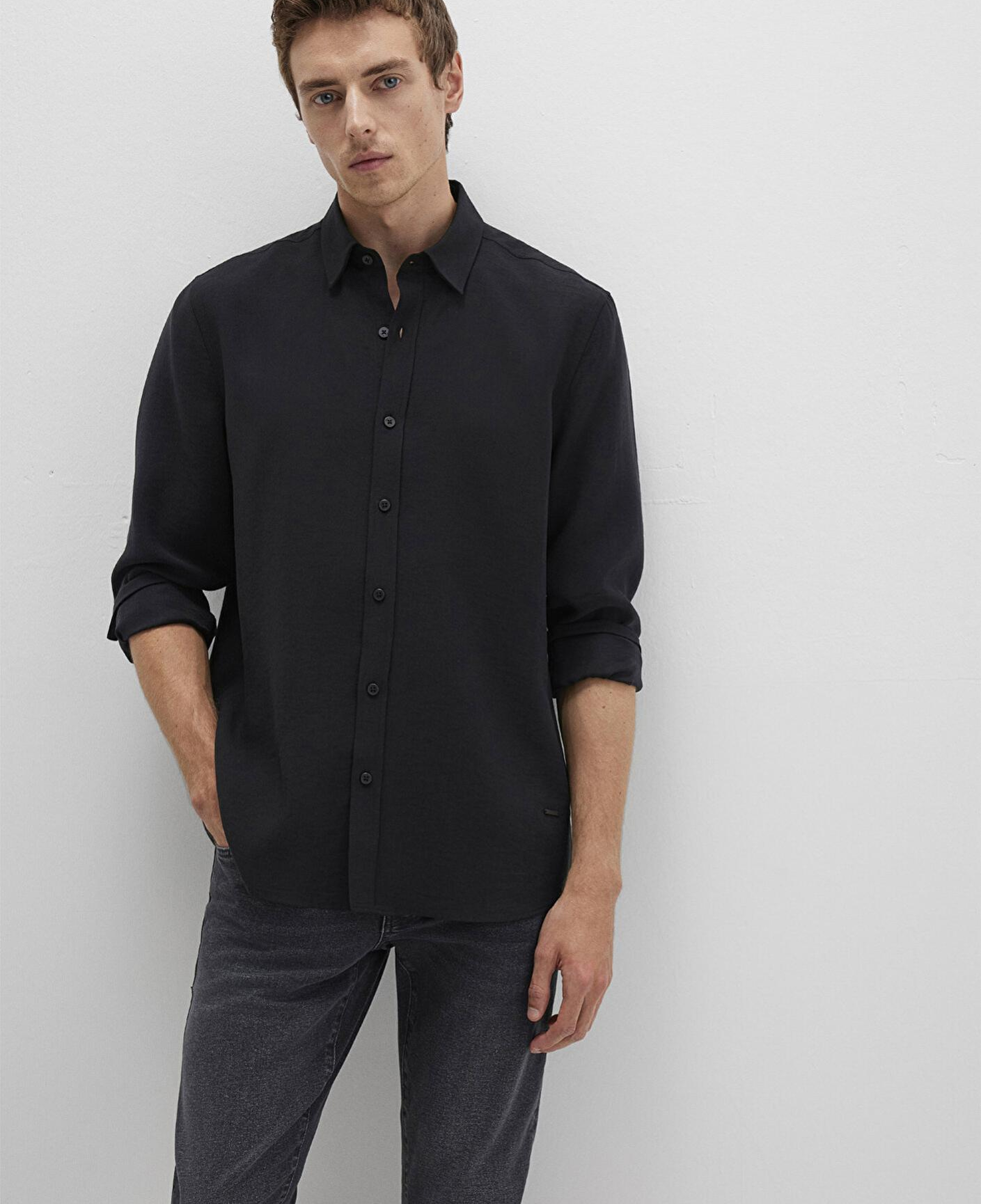 Mavi Siyah (TENCEL™) Liyosel Gömlek Regular Fit / Normal Kesim 0211659-900