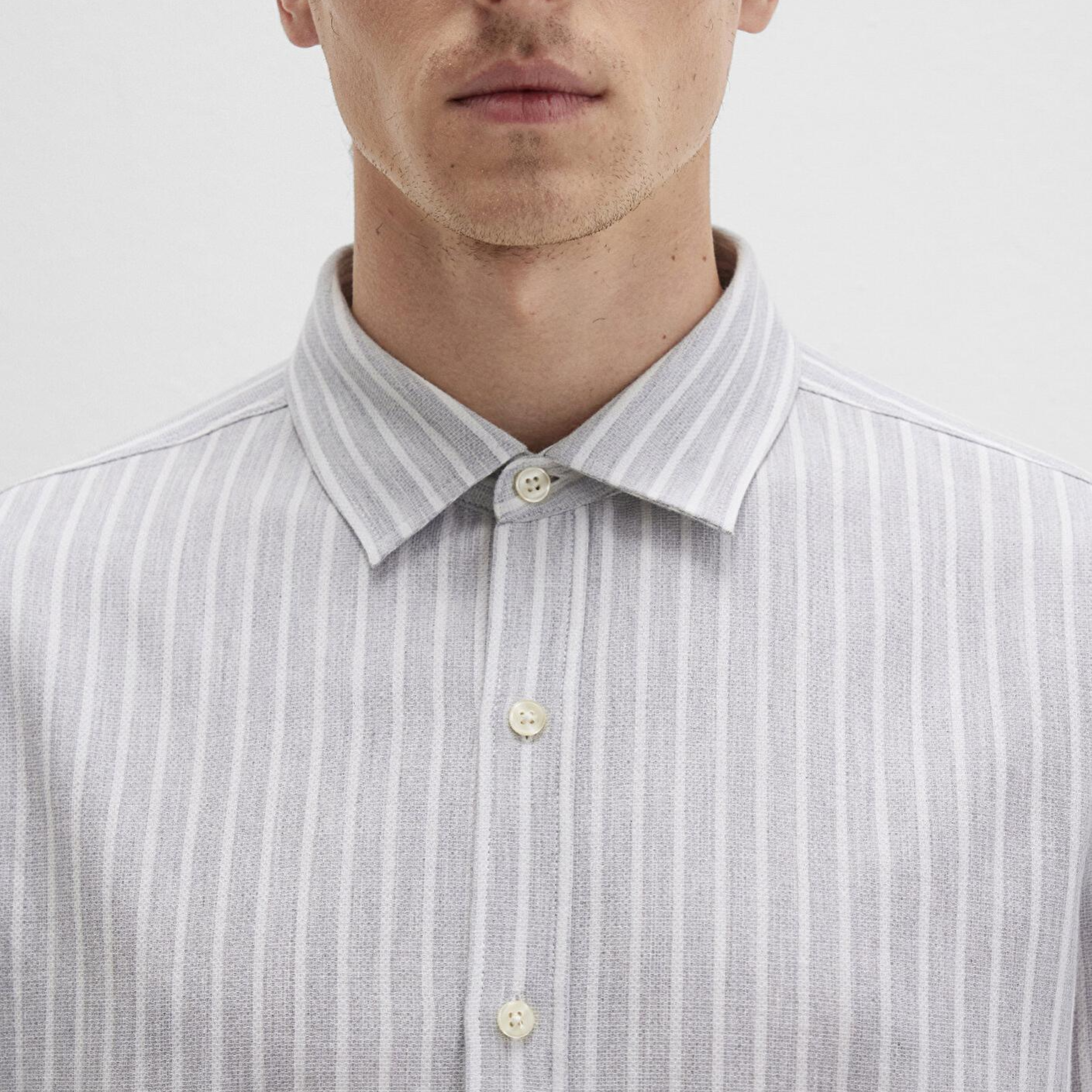 Mavi Çizgili Gri Gömlek Regular Fit / Normal Kesim 0211693-91013