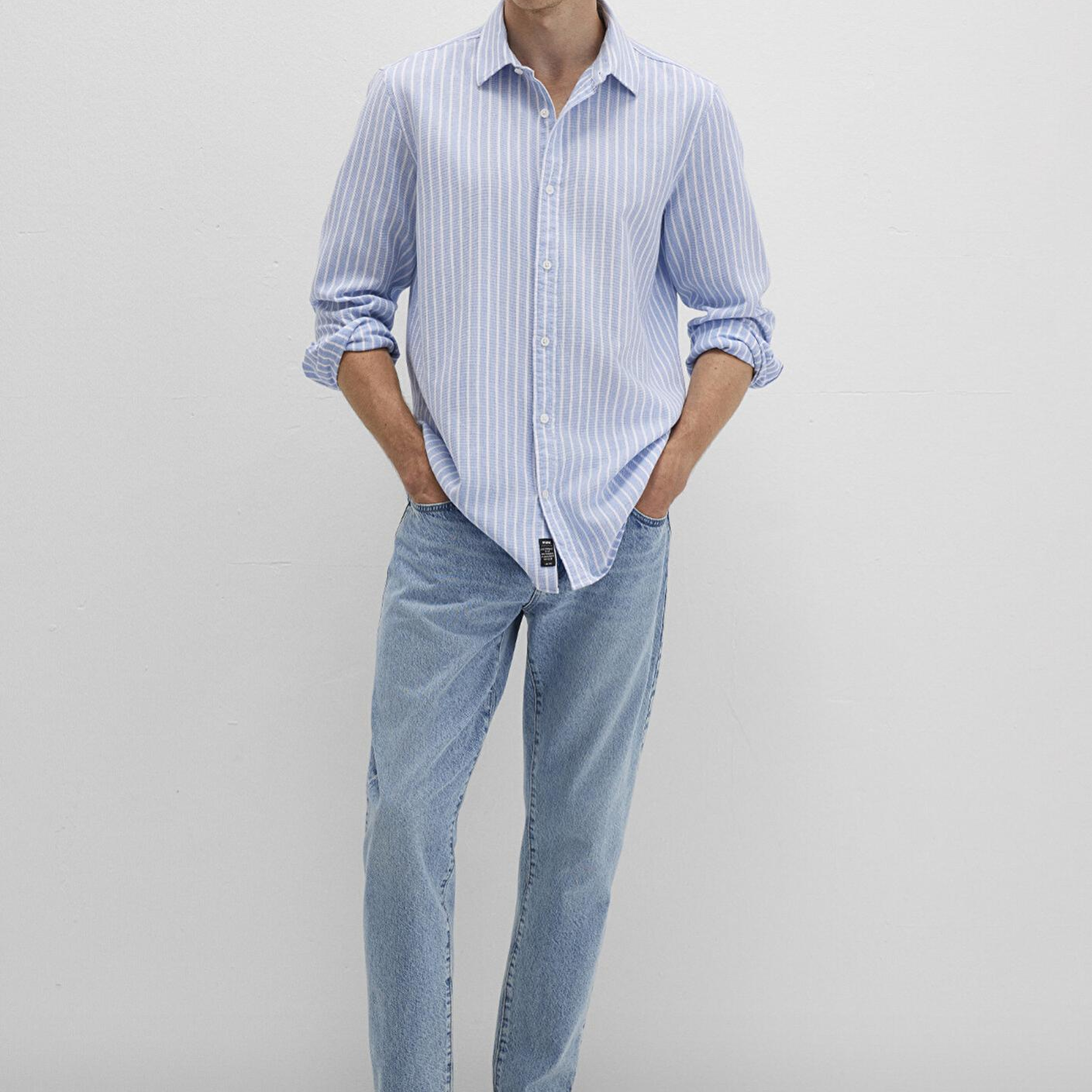 Mavi Çizgili Mavi Gömlek Regular Fit / Normal Kesim 0211693-90912