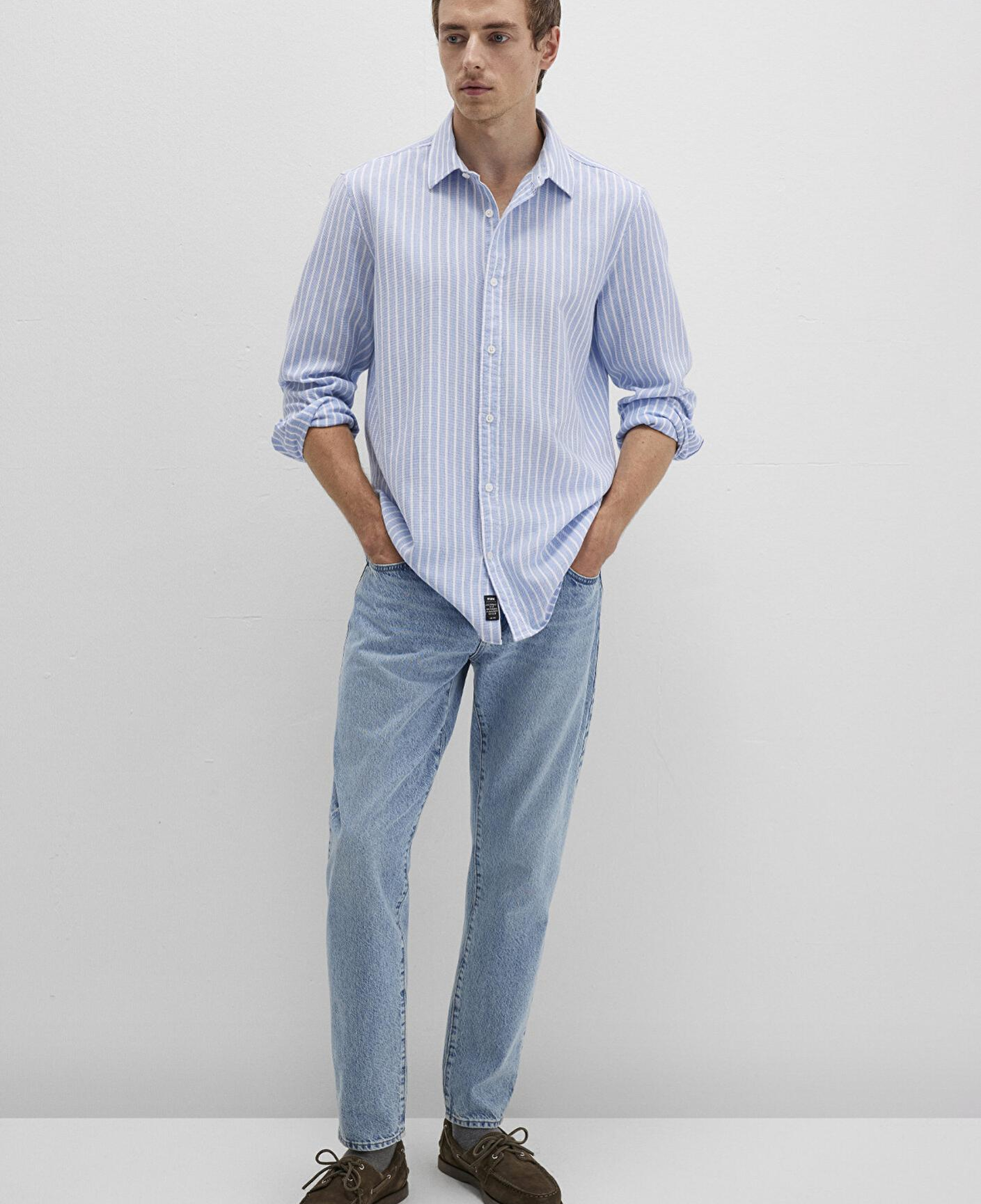 Mavi Çizgili Mavi Gömlek Regular Fit / Normal Kesim 0211693-90912
