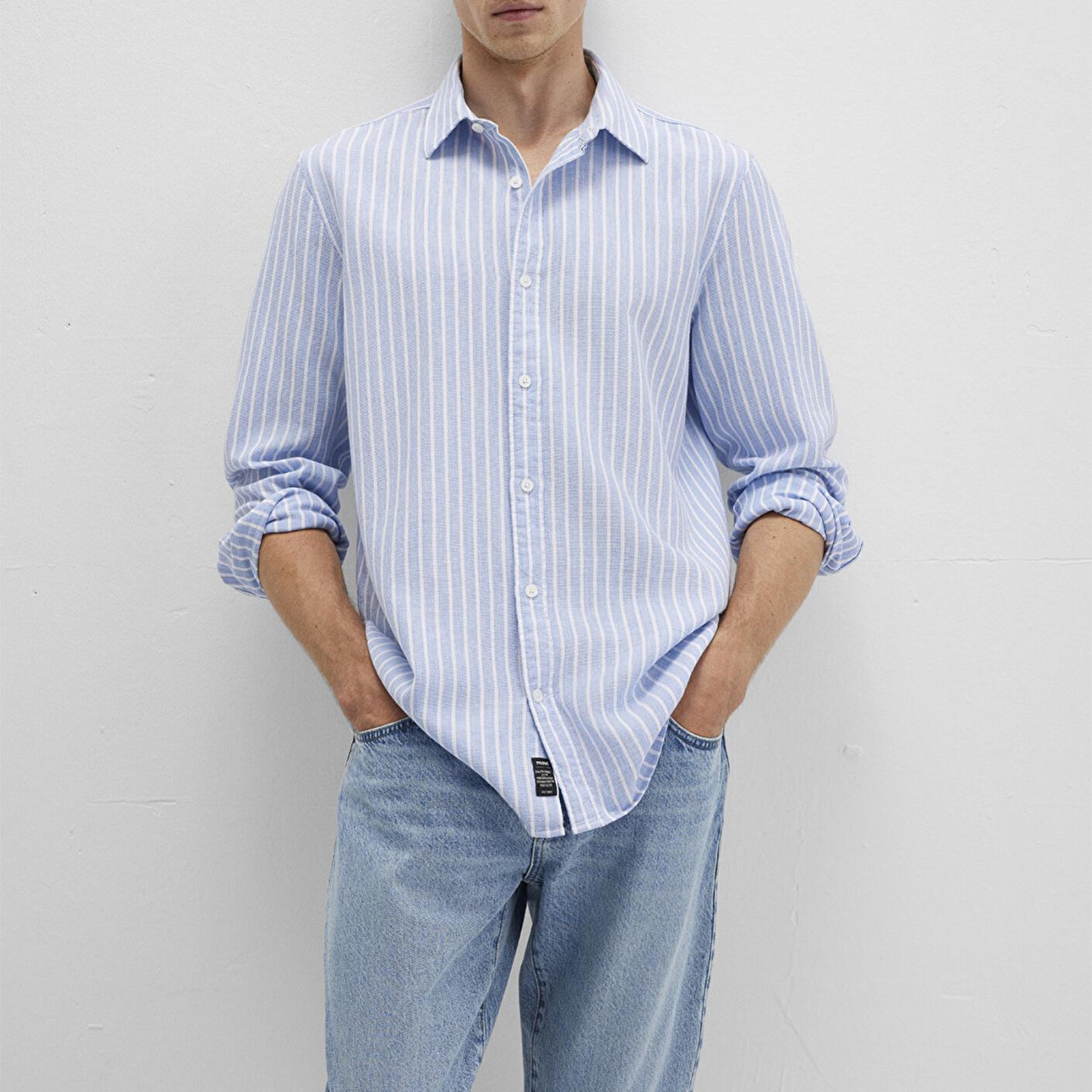 Mavi Çizgili Mavi Gömlek Regular Fit / Normal Kesim 0211693-90912