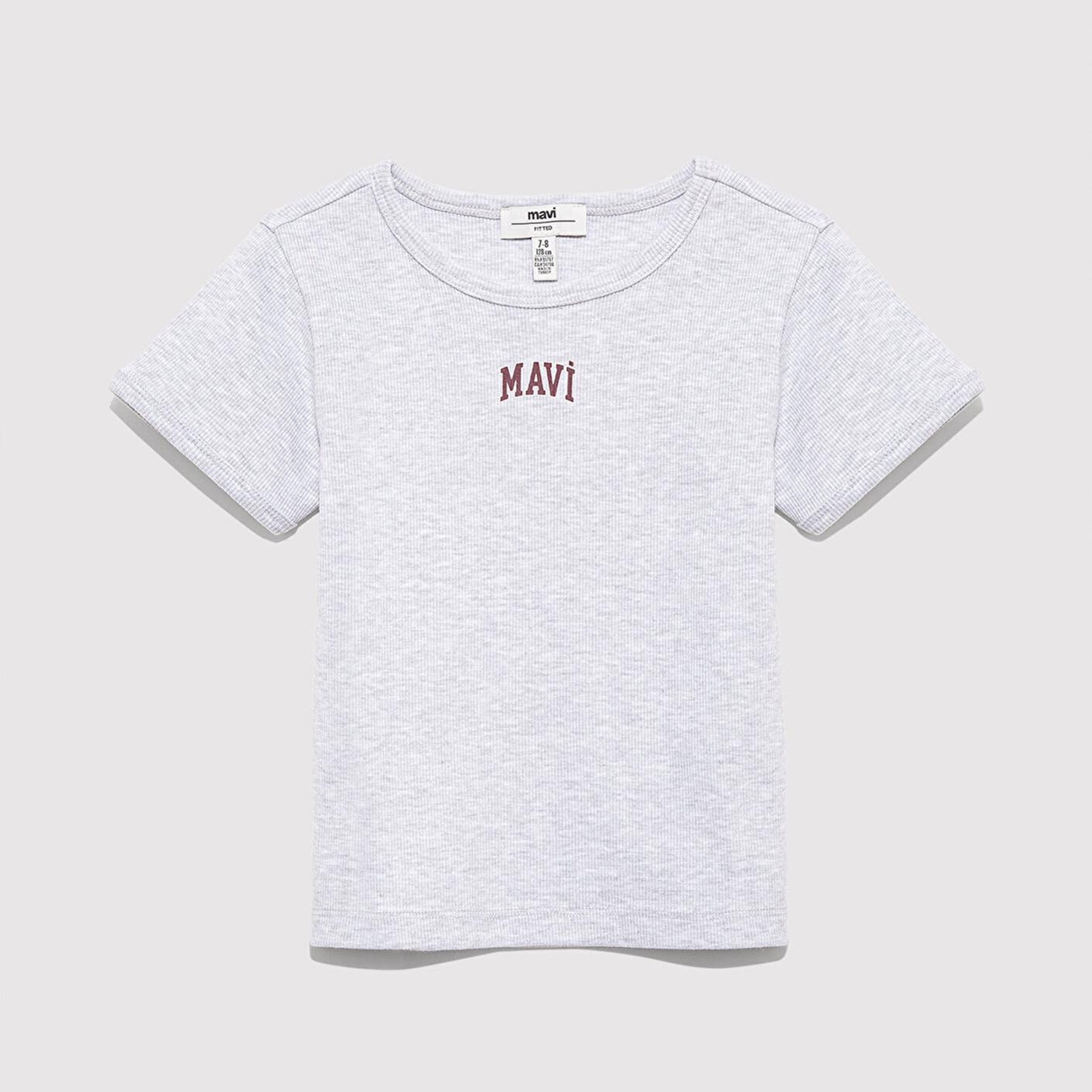 Mavi Mavi Logo Baskılı Gri Tişört Fitted / Vücuda Oturan Kesim 7610350-88467