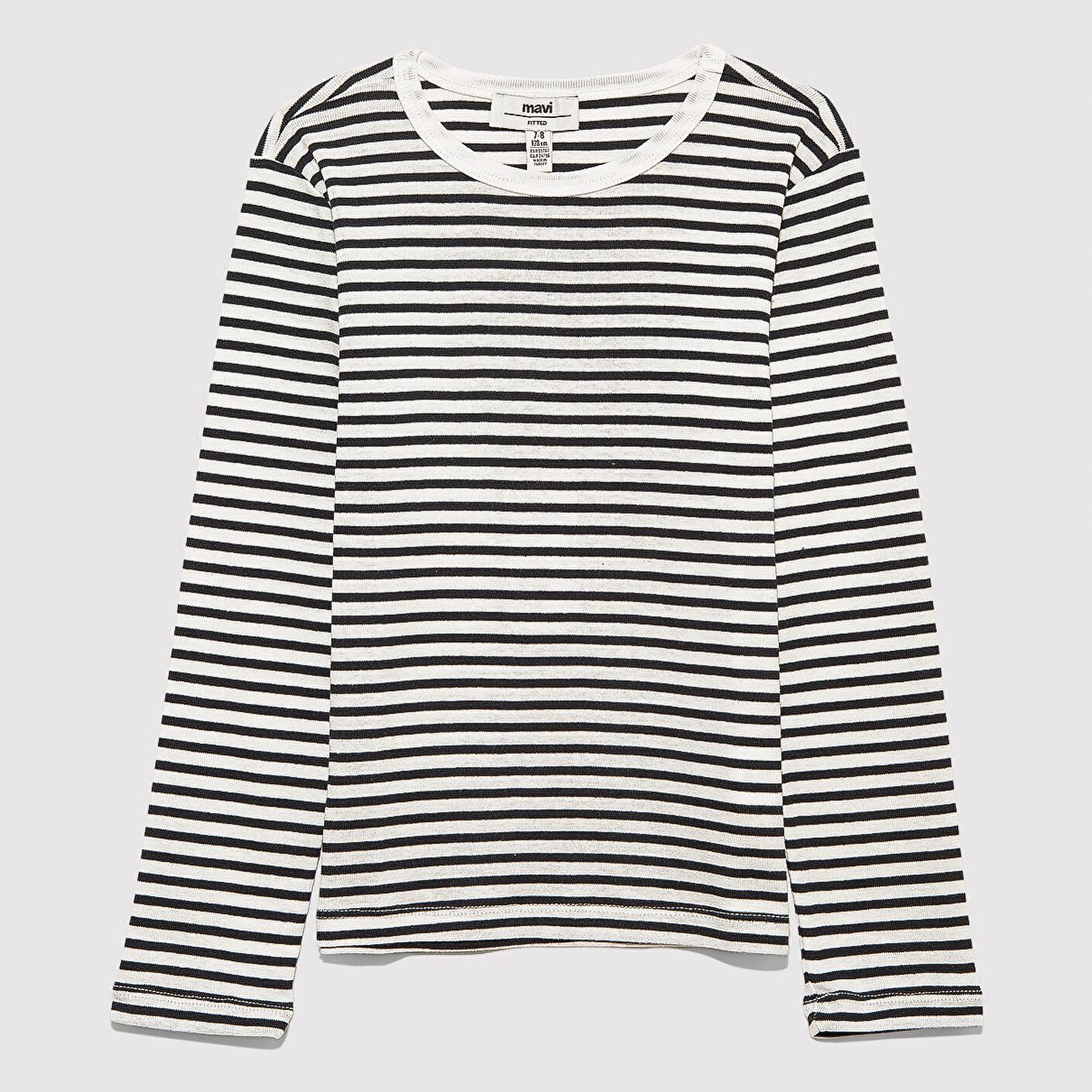 Mavi Çizgili Basic Tişört Fitted / Vücuda Oturan Kesim 7610351-86625