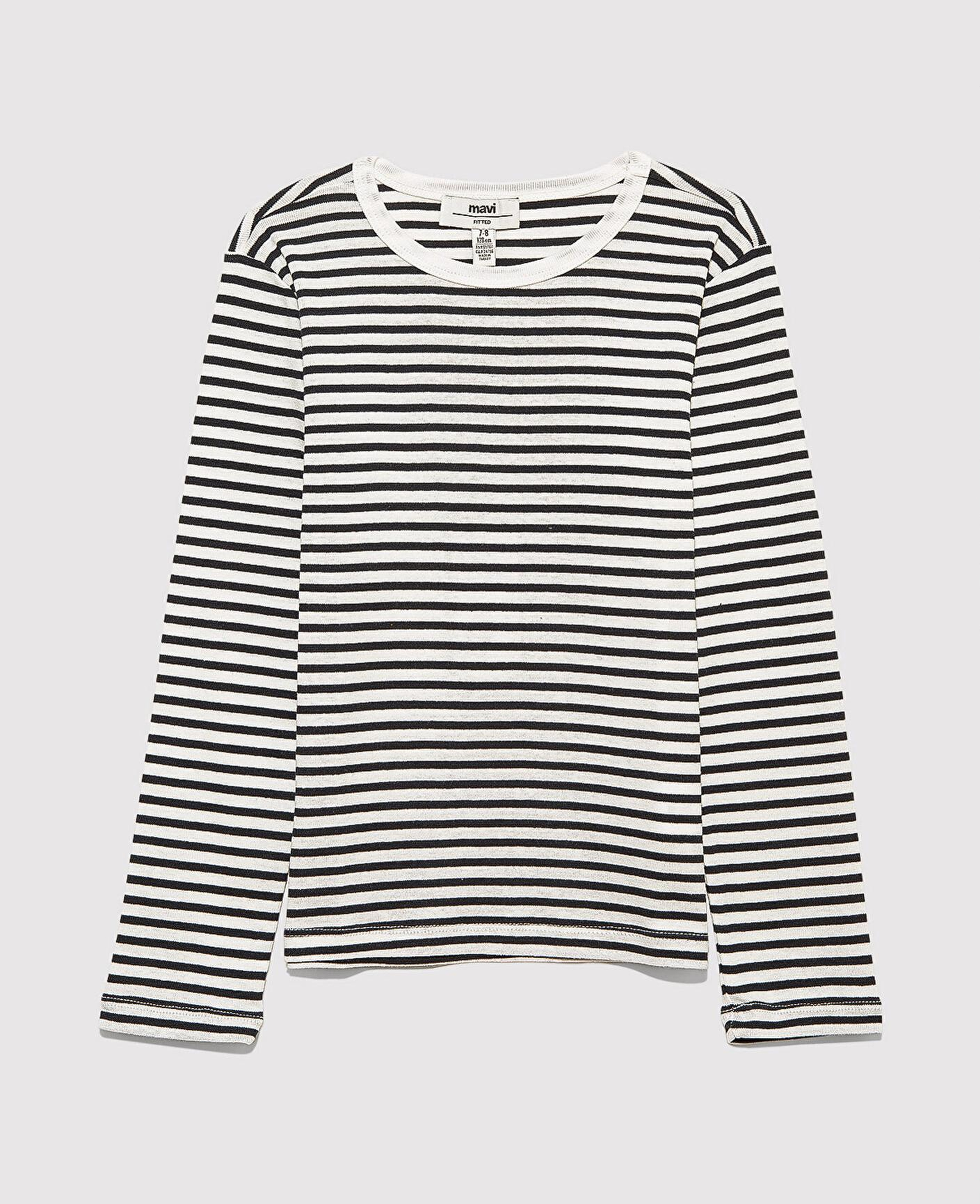 Mavi Çizgili Basic Tişört Fitted / Vücuda Oturan Kesim 7610351-86625