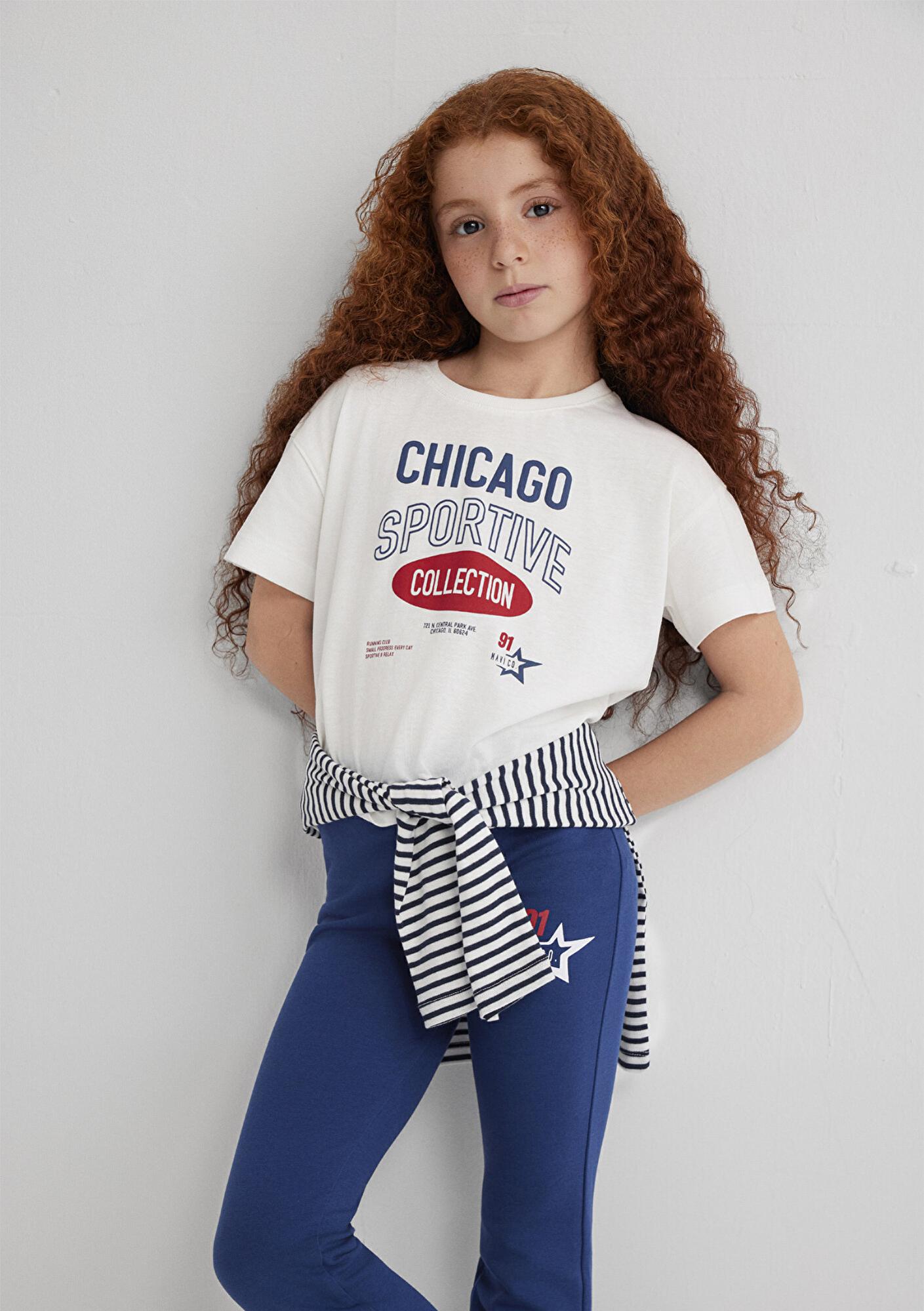 Mavi Chicago Baskılı Ekru Tişört Loose Fit / Bol Rahat Kesim 7610344-70057