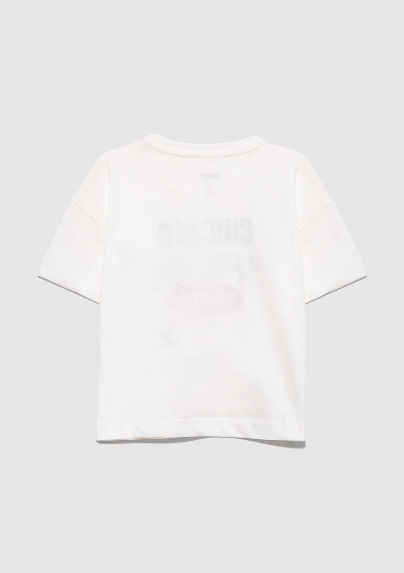 Mavi Chicago Baskılı Ekru Tişört Loose Fit / Bol Rahat Kesim 7610344-70057