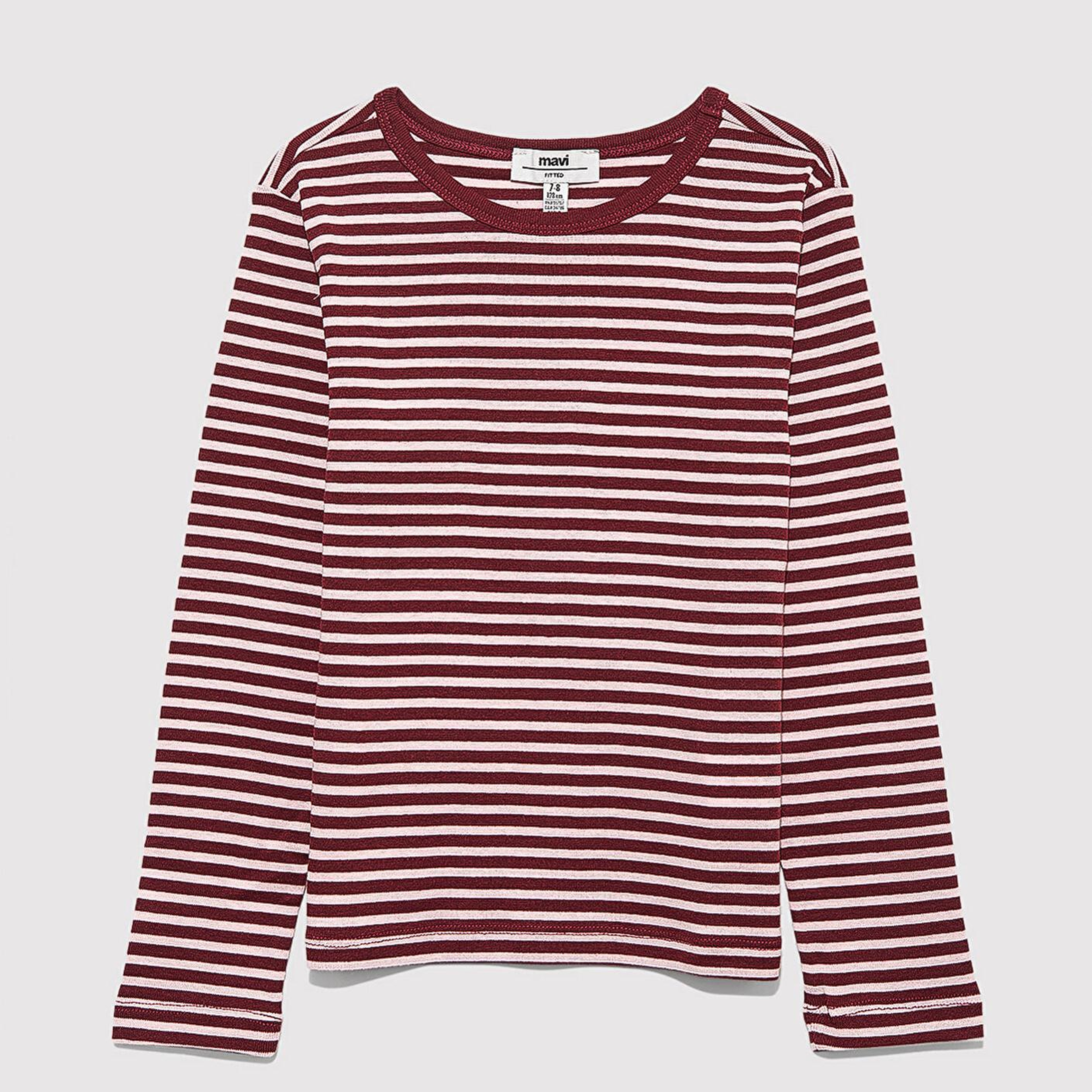 Mavi Çizgili Basic Tişört Fitted / Vücuda Oturan Kesim 7610351-88614