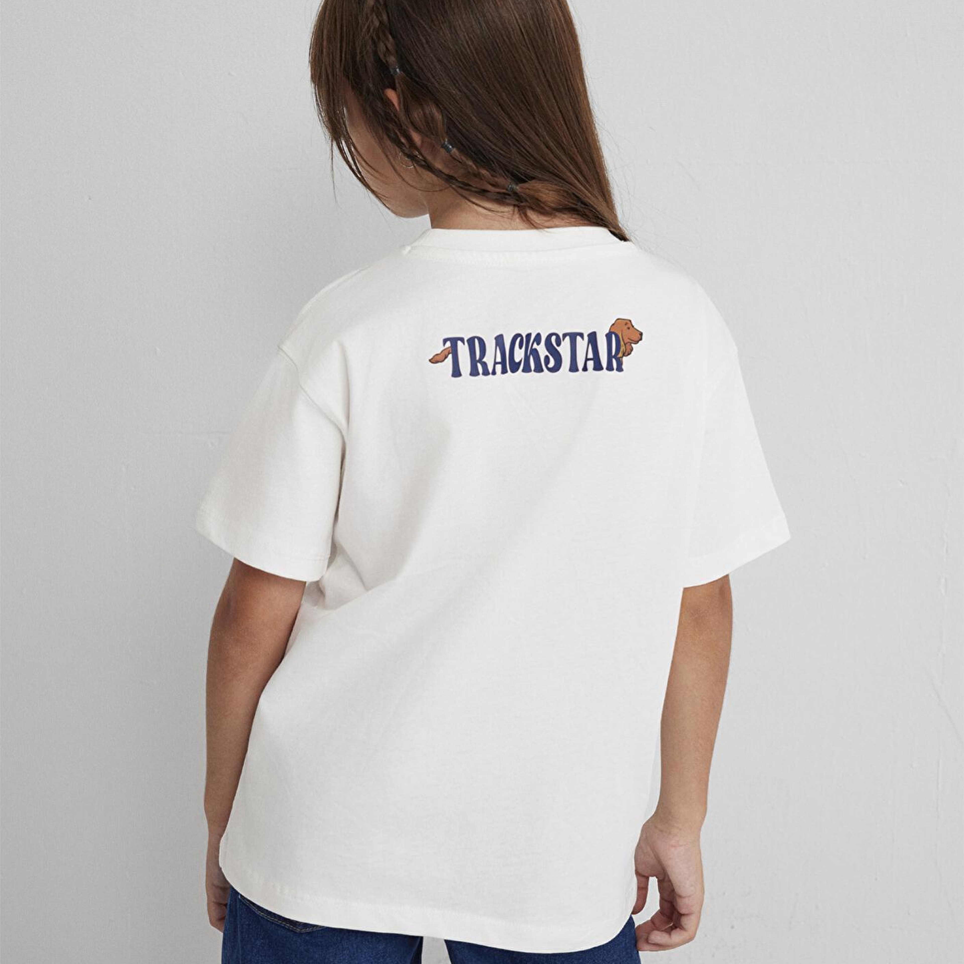 Mavi Baskılı Ekru Tişört Loose Fit / Bol Rahat Kesim 7610347-70057