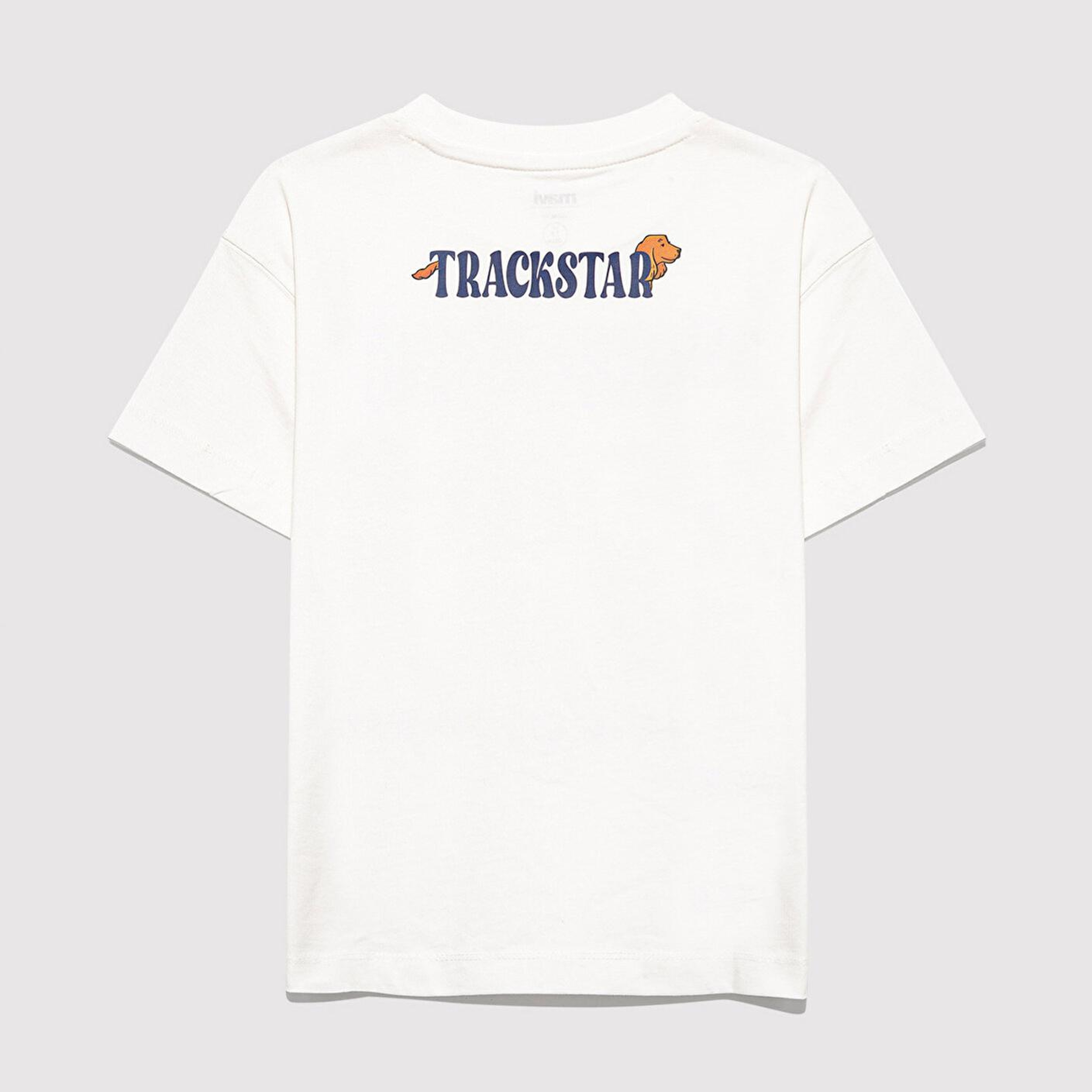 Mavi Baskılı Ekru Tişört Loose Fit / Bol Rahat Kesim 7610347-70057