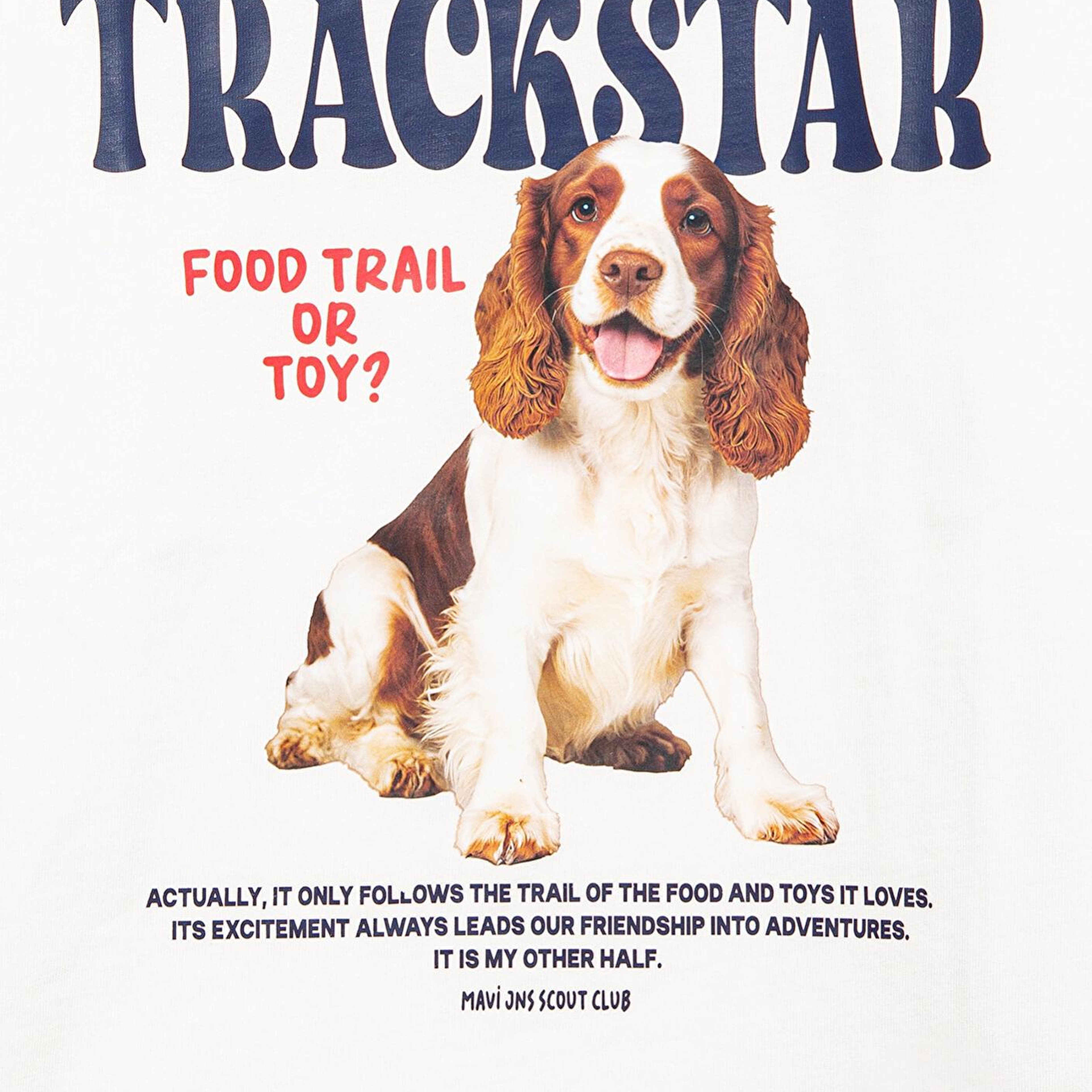 Mavi Baskılı Ekru Tişört Loose Fit / Bol Rahat Kesim 7610347-70057