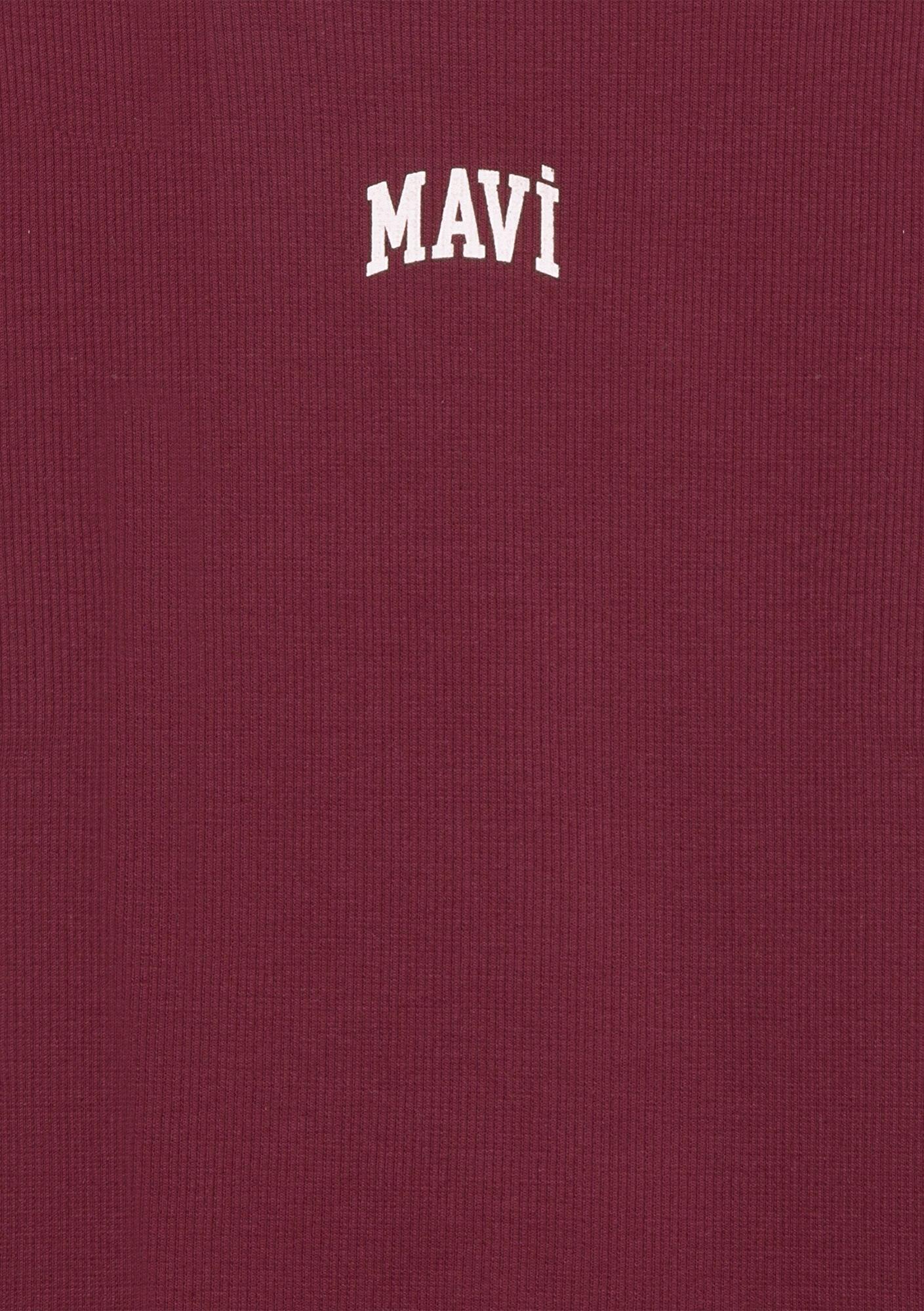 Mavi Mavi Logo Baskılı Bordo Tişört Fitted / Vücuda Oturan Kesim 7610350-70393