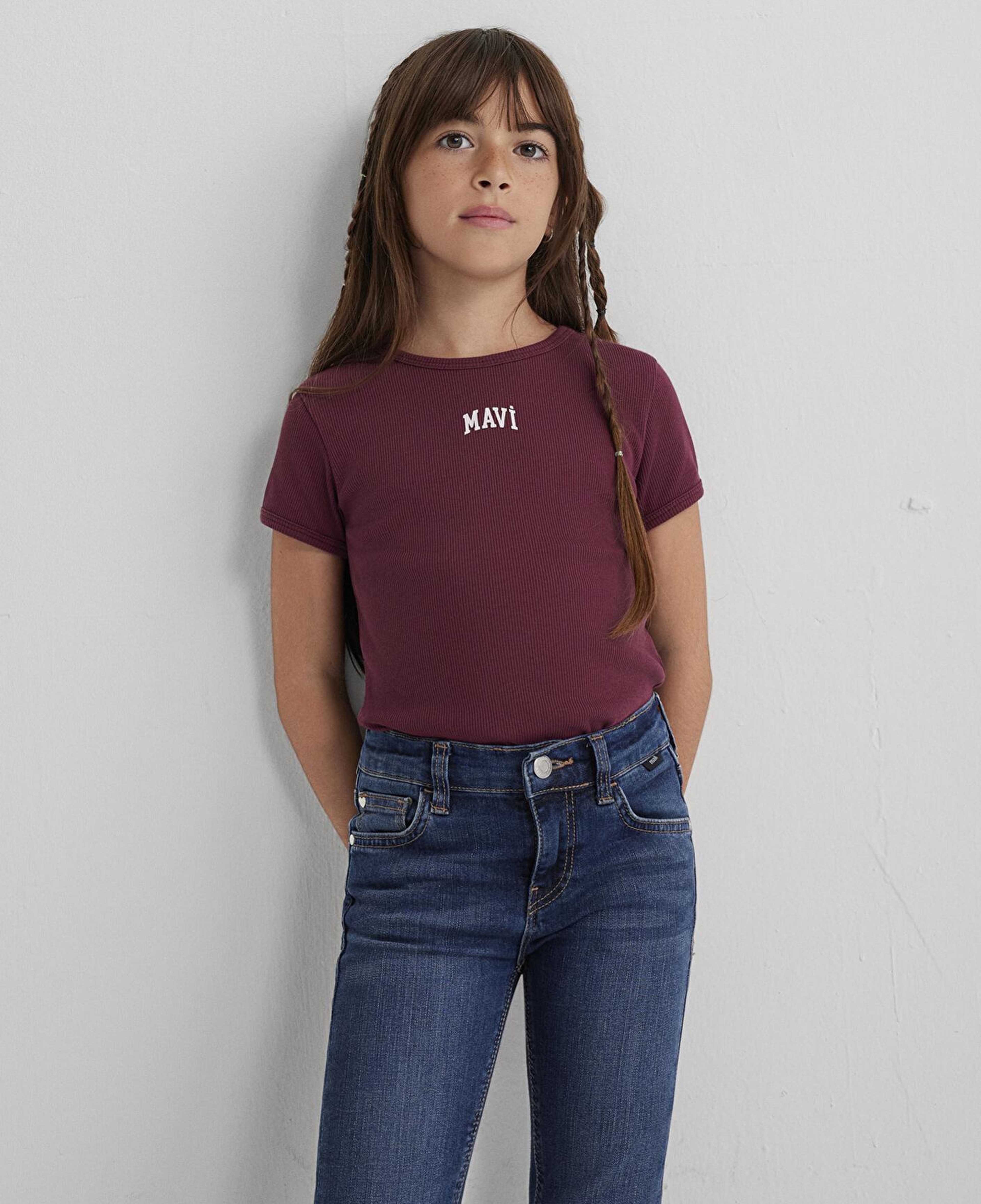 Mavi Mavi Logo Baskılı Bordo Tişört Fitted / Vücuda Oturan Kesim 7610350-70393