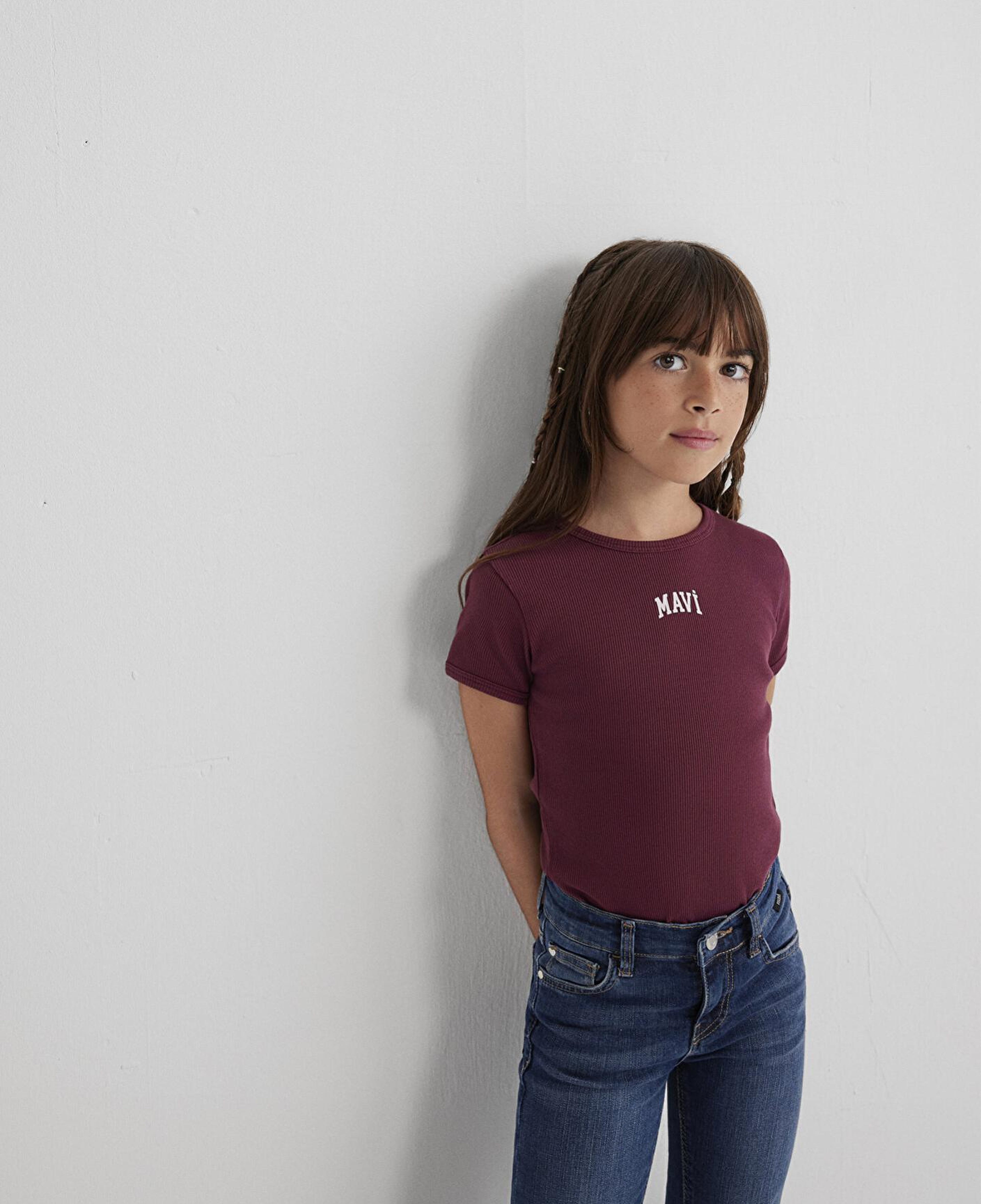 Mavi Mavi Logo Baskılı Bordo Tişört Fitted / Vücuda Oturan Kesim 7610350-70393