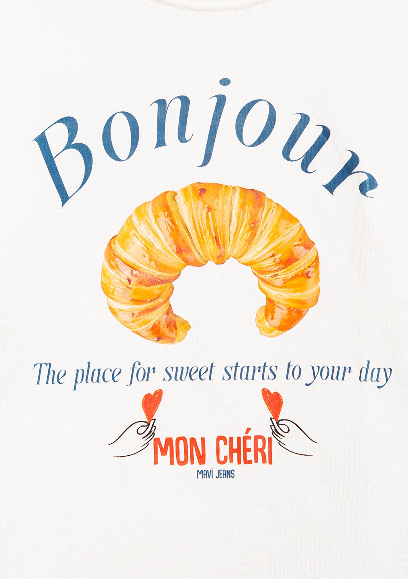 Mavi Kruvasan Baskılı Ekru Tişört Regular Fit / Normal Kesim 7610358-70057