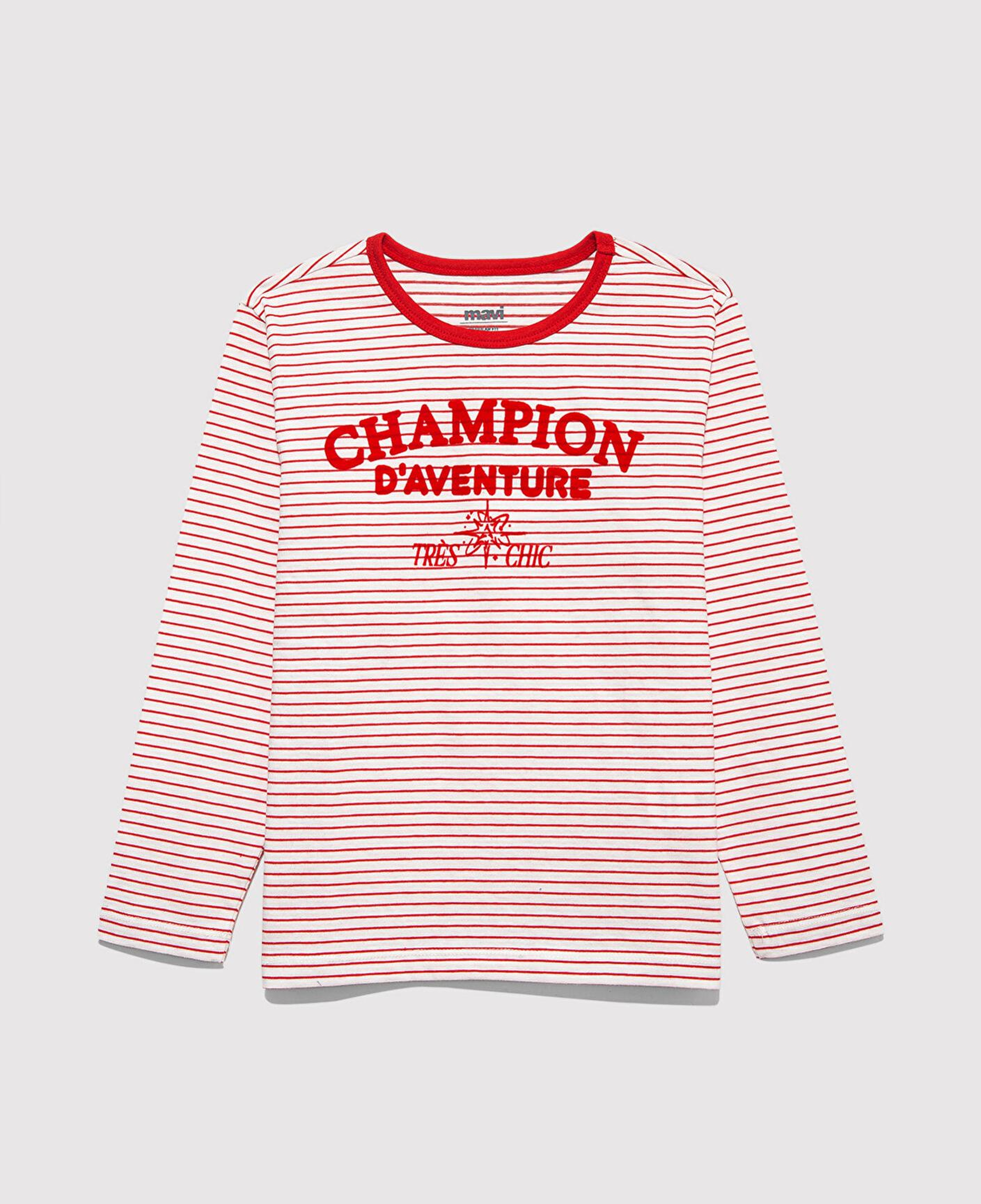 Mavi Uzun Kollu Çizgili Tişört Regular Fit / Normal Kesim 7610357-90989