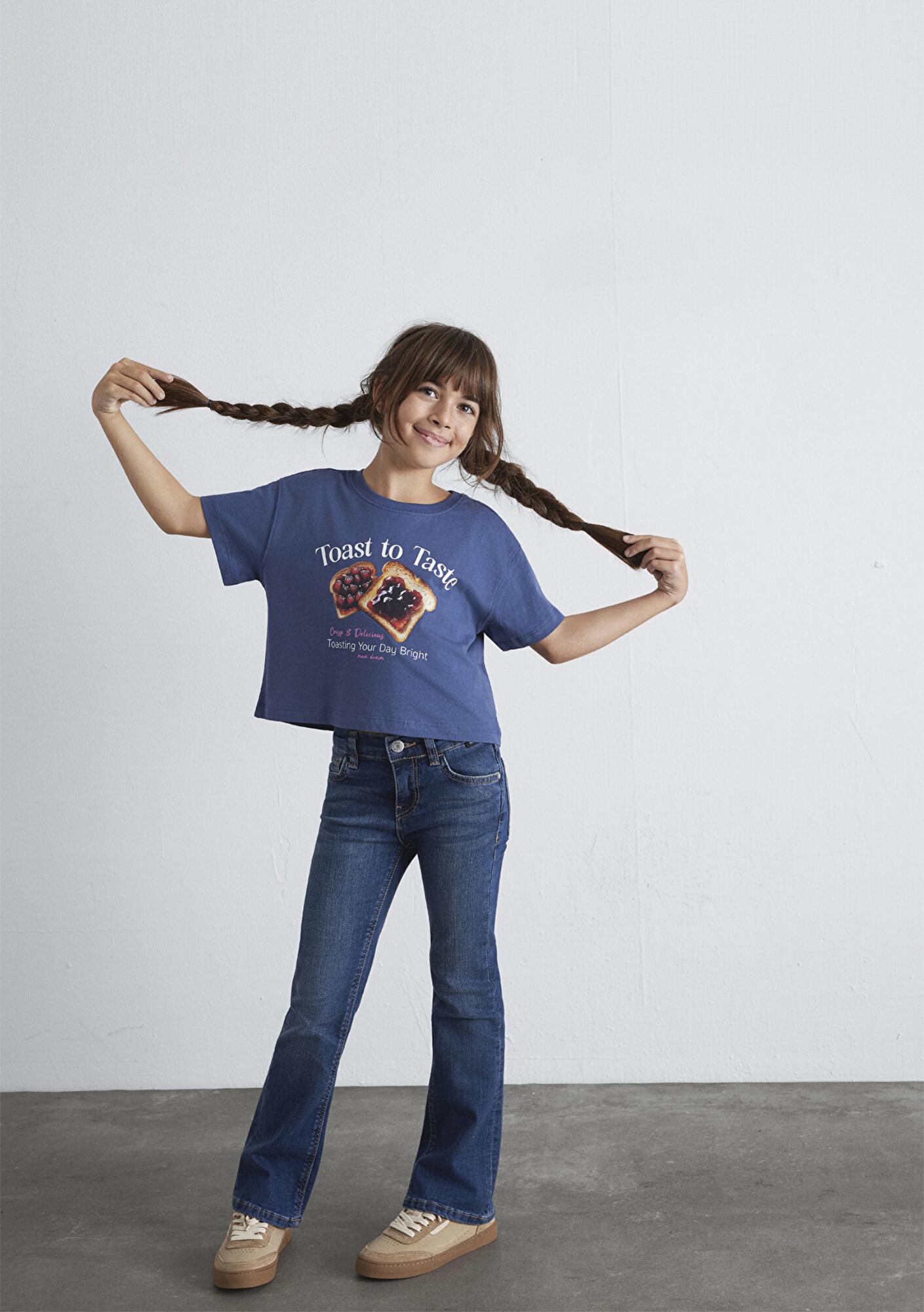 Mavi Baskılı Lacivert Tişört Loose Fit / Bol Rahat Kesim 7610354-87737