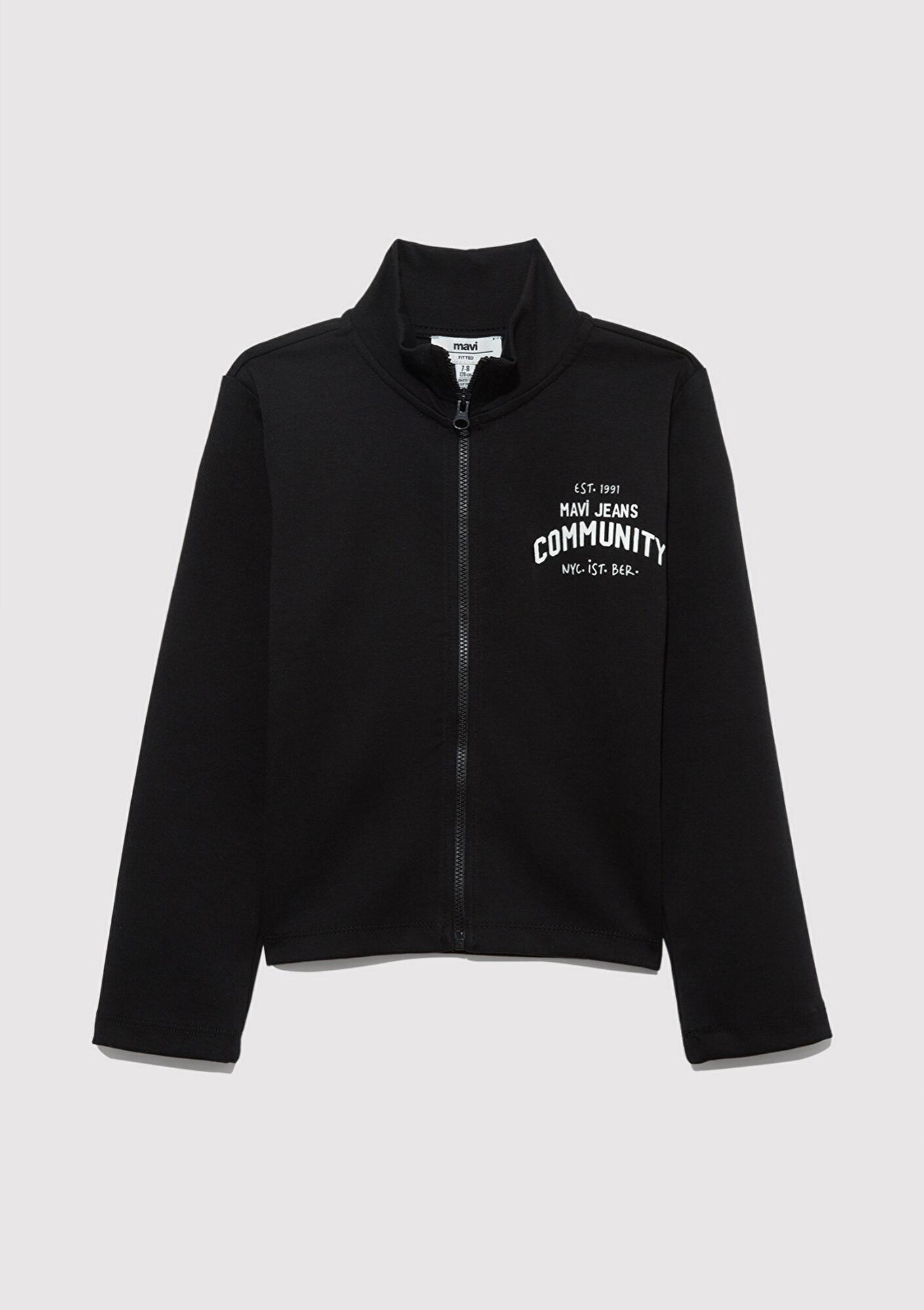 Mavi Mavi Jeans Baskılı Siyah İnterlok Sweatshirt 7S10129-900