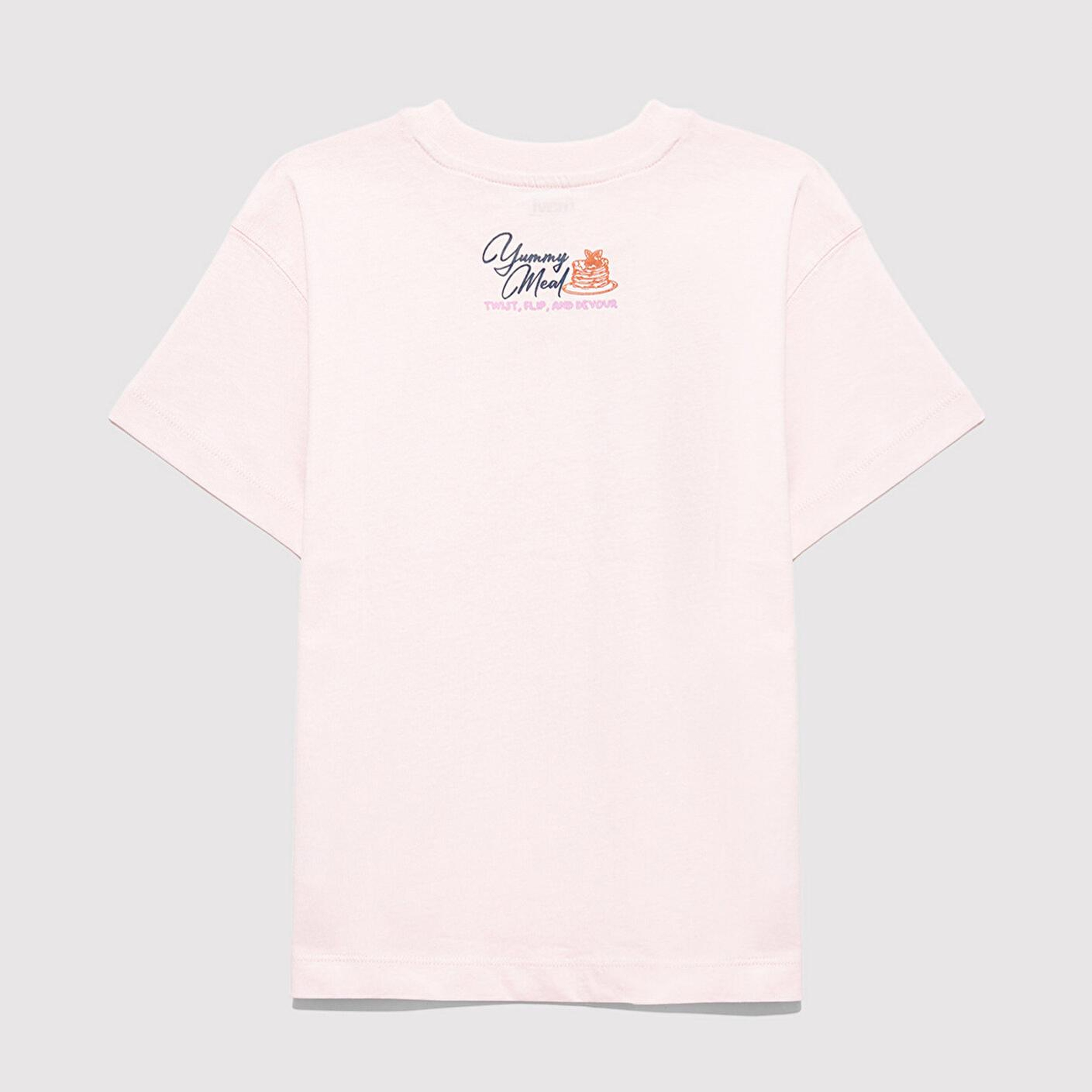 Mavi Baskılı Pembe Tişört Loose Fit / Bol Rahat Kesim 7610353-90773