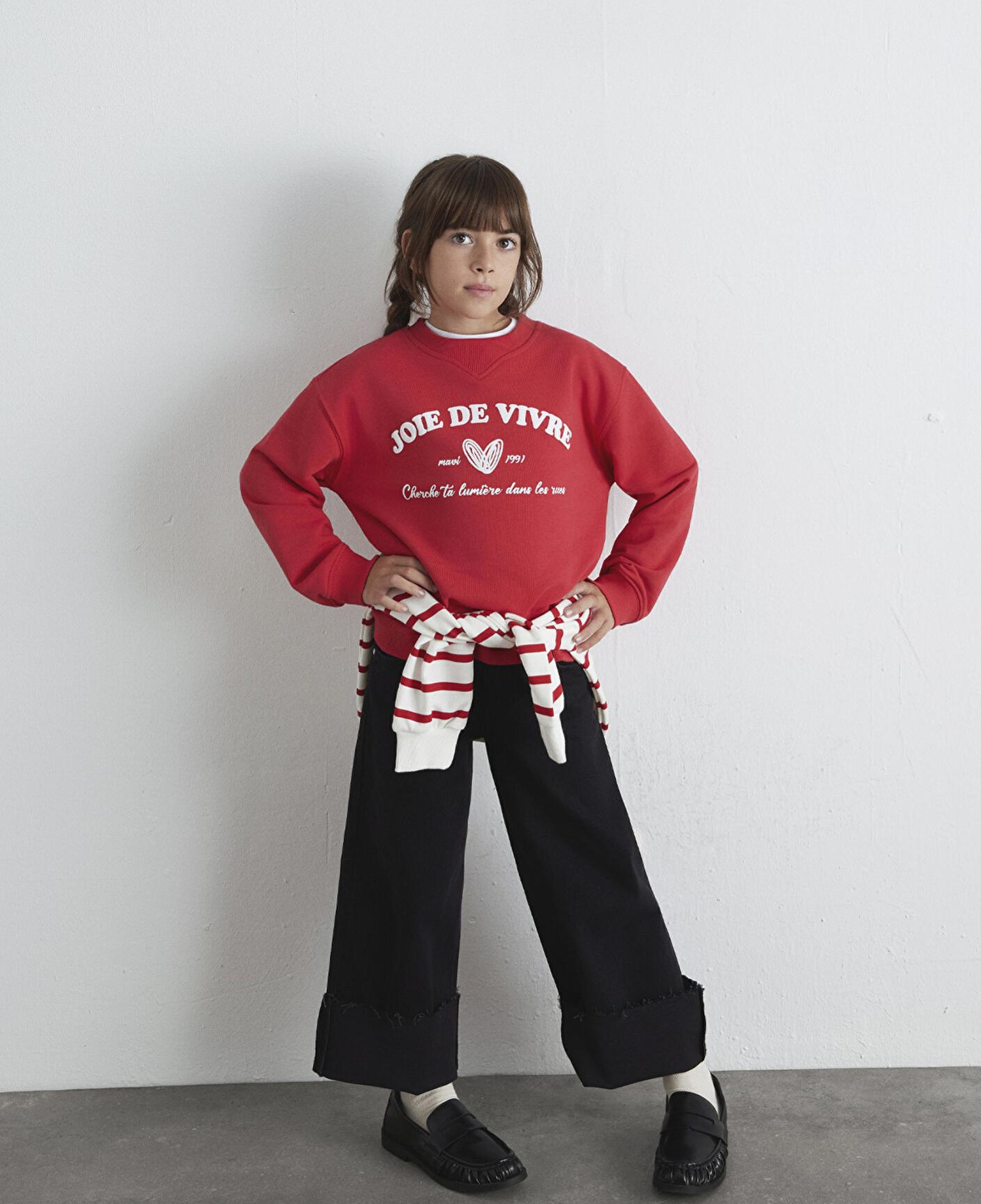 Mavi Baskılı Kırmızı Sweatshirt 7S10131-84538