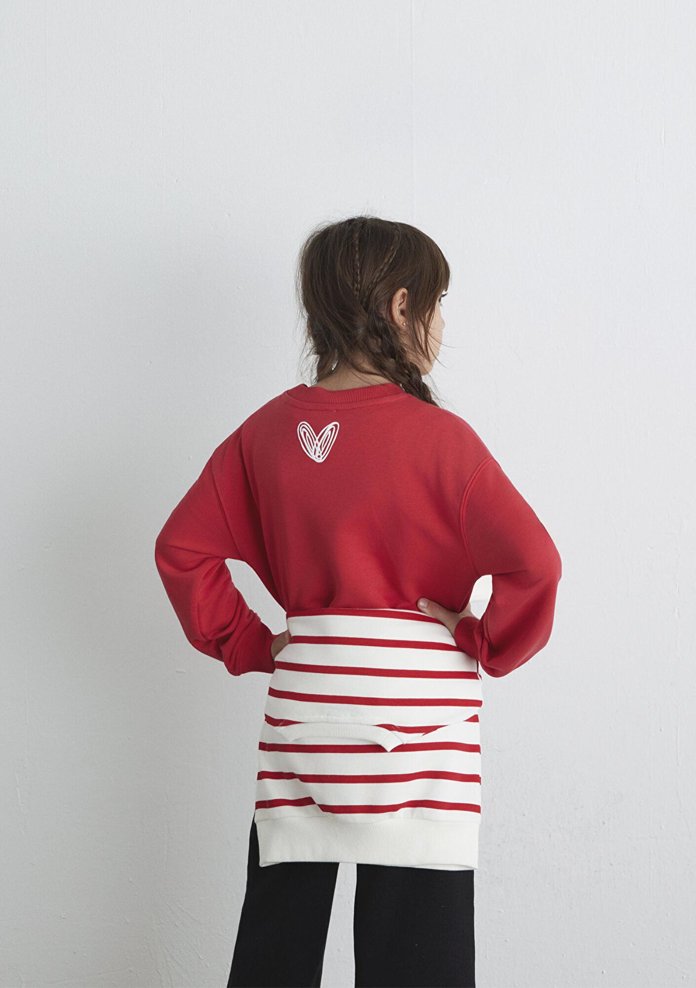 Mavi Baskılı Kırmızı Sweatshirt 7S10131-84538