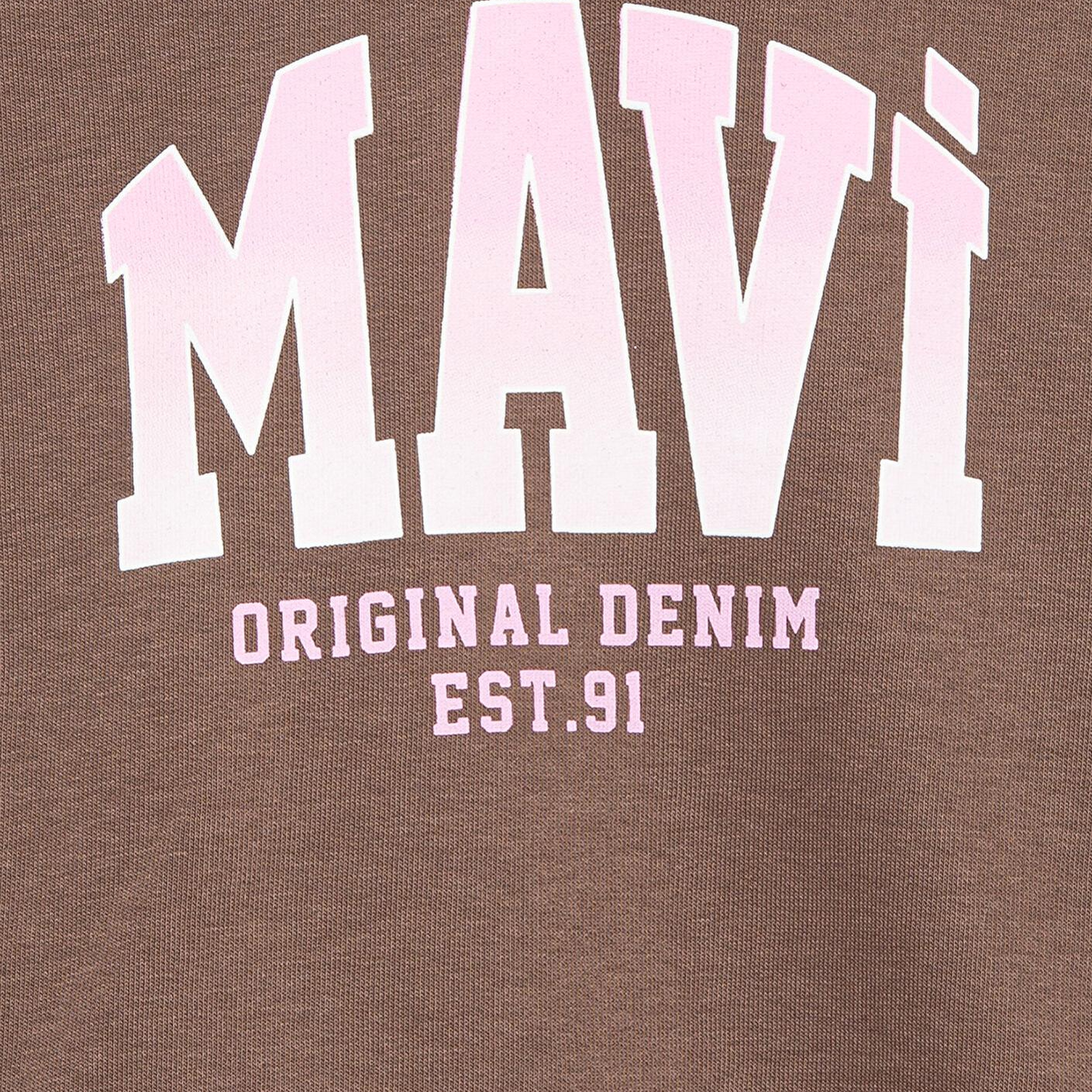 Mavi Mavi Logo Baskılı Kahverengi Sweatshirt 7S10124-87181