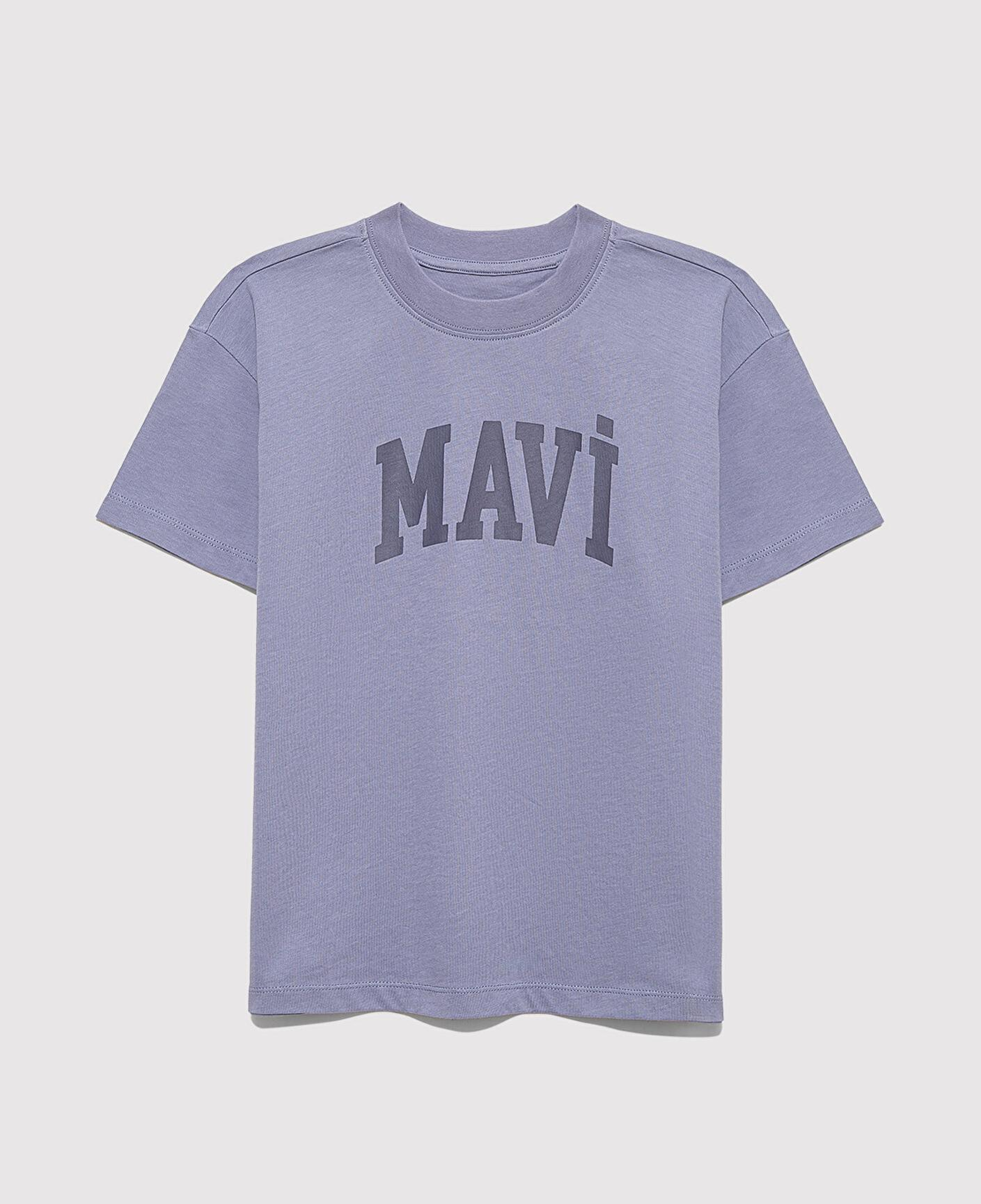 Mavi Mavi Logo Baskılı Mor Tişört Loose Fit / Bol Rahat Kesim 7610385-88095