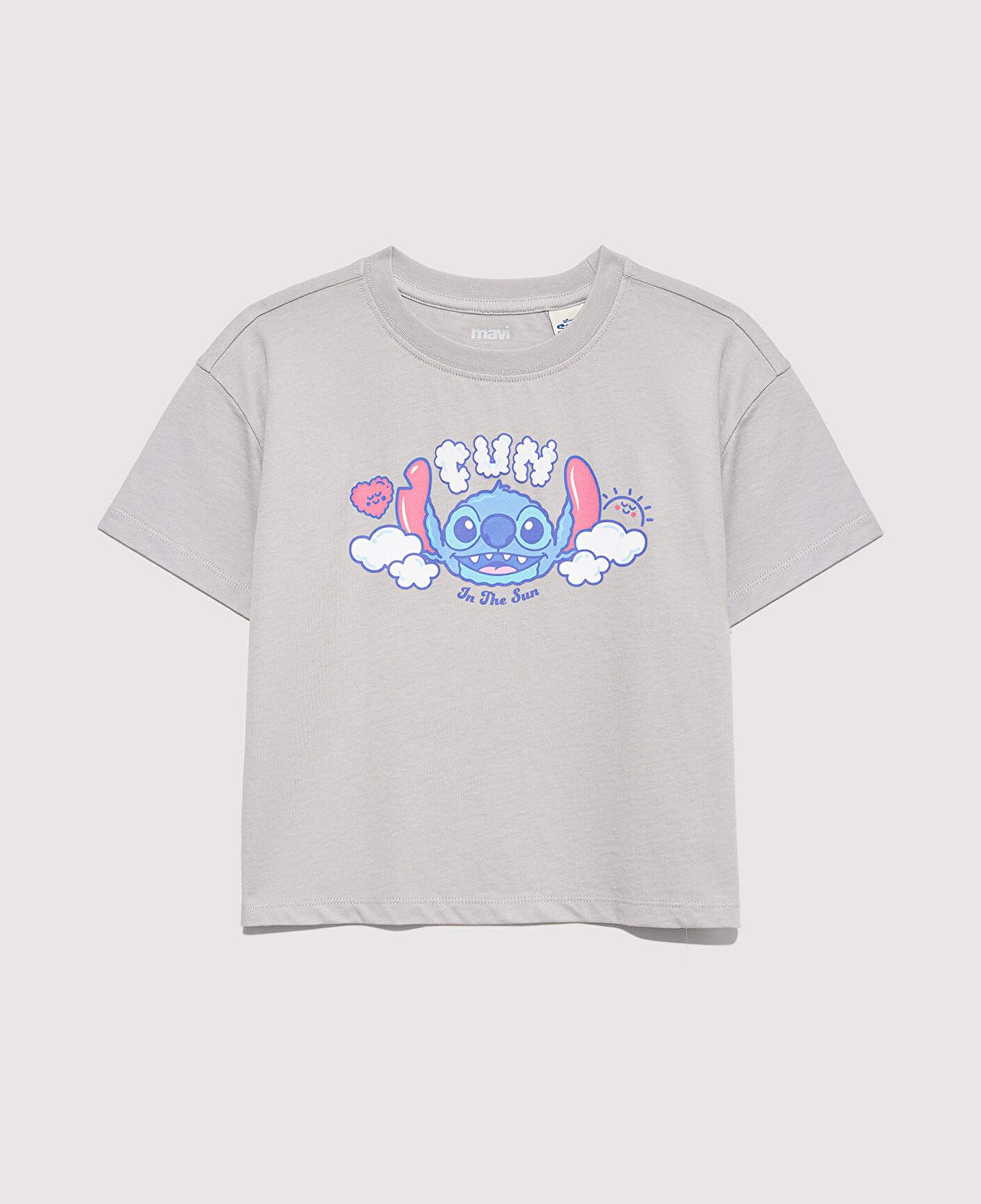 Mavi Stitch Baskılı Gri Tişört Loose Fit / Bol Rahat Kesim 7610374-70075