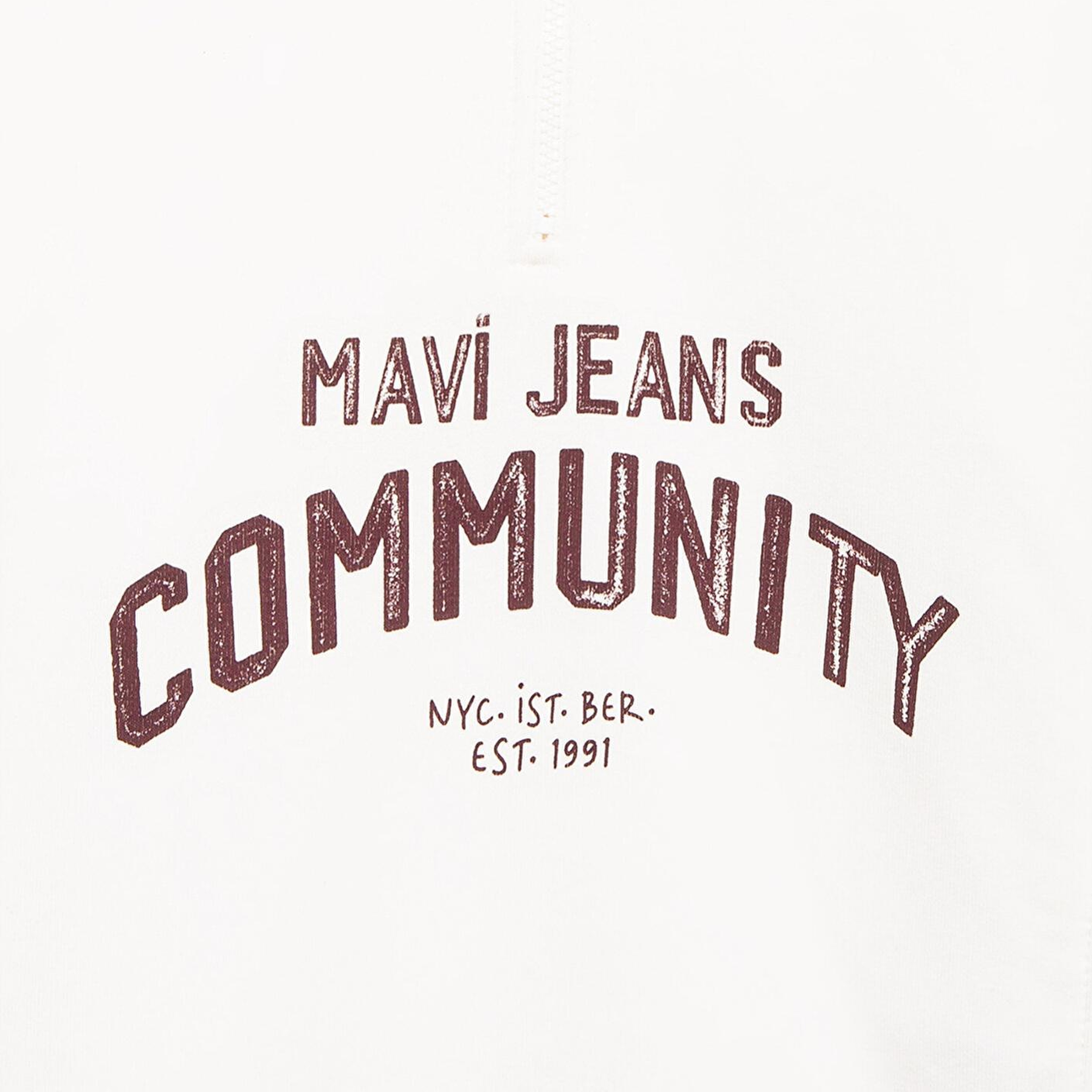 Mavi Baskılı Yarı Fermuarlı Ekru Sweatshirt 7S10130-70057