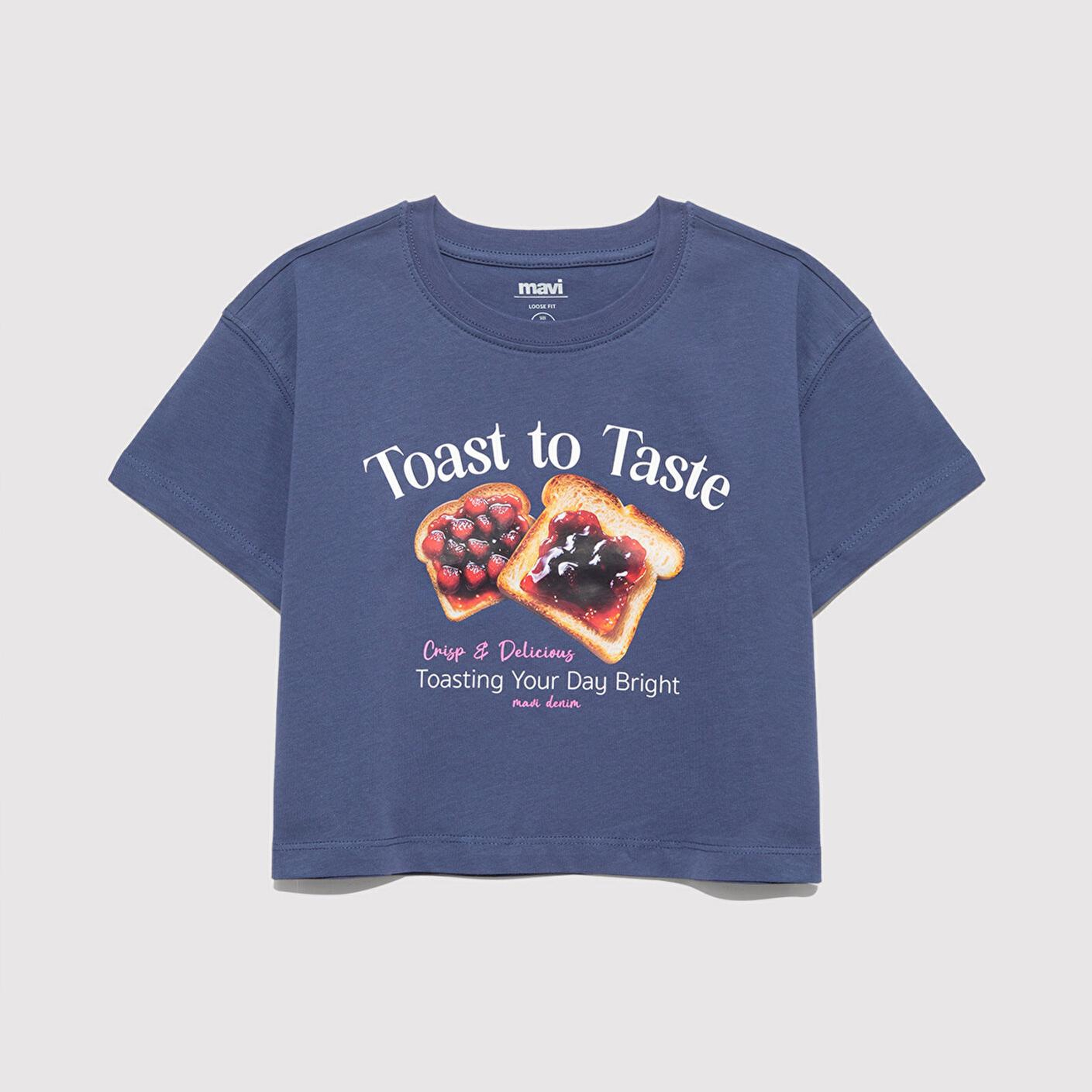 Mavi Baskılı Lacivert Tişört Loose Fit / Bol Rahat Kesim 7610354-87737