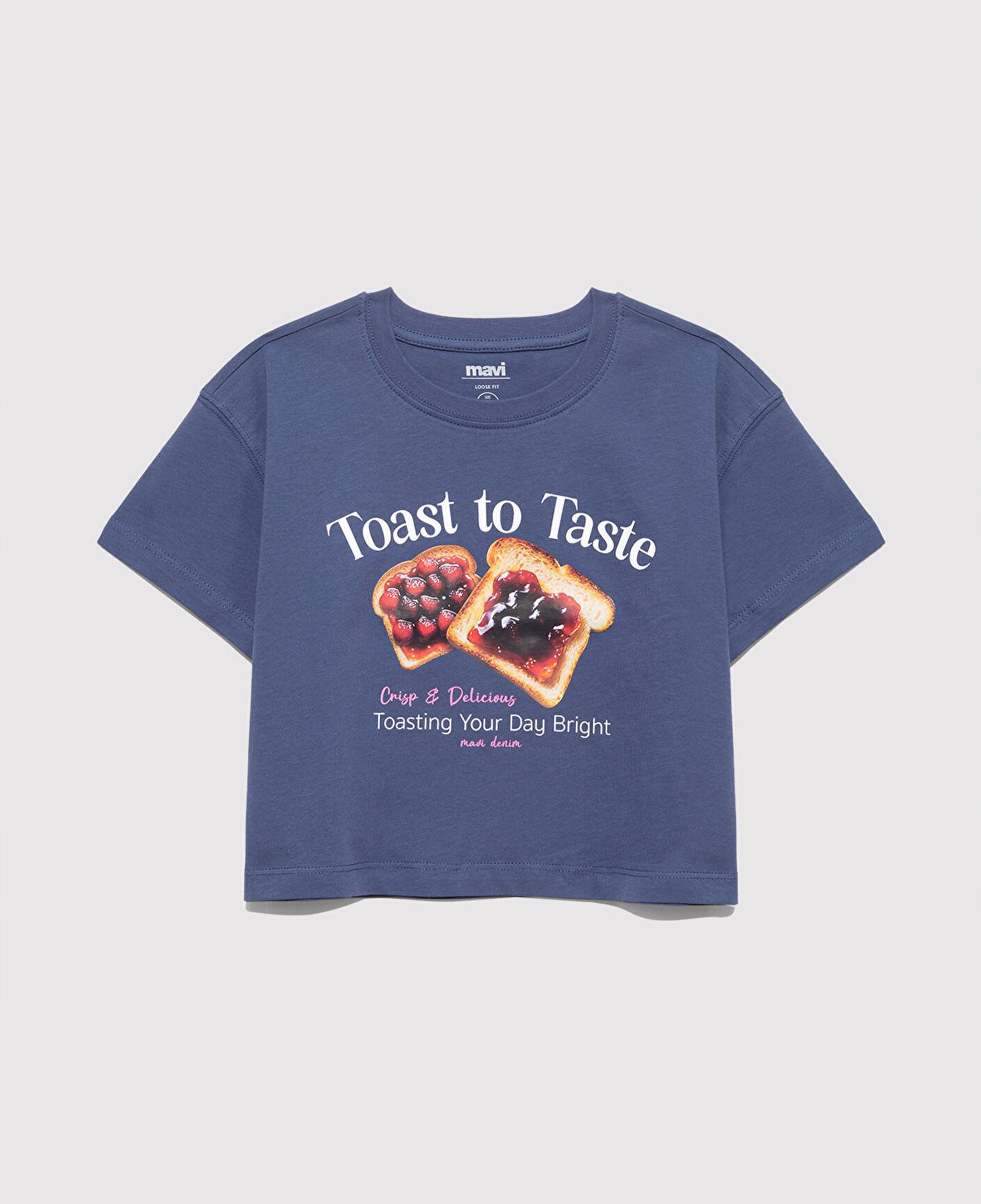 Mavi Baskılı Lacivert Tişört Loose Fit / Bol Rahat Kesim 7610354-87737