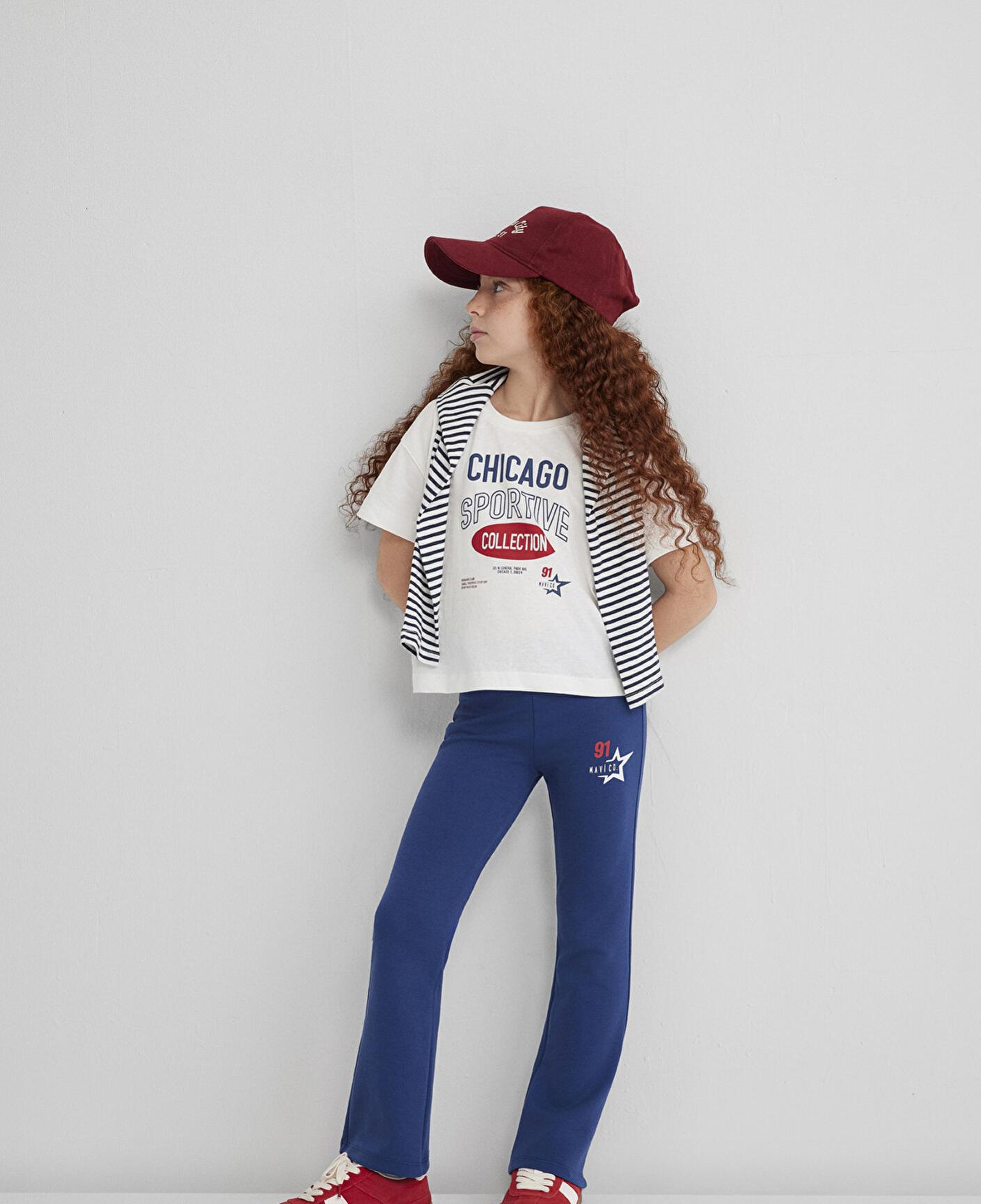 Mavi İspanyol Paça Baskılı İnterlok Tayt 7010031-70721