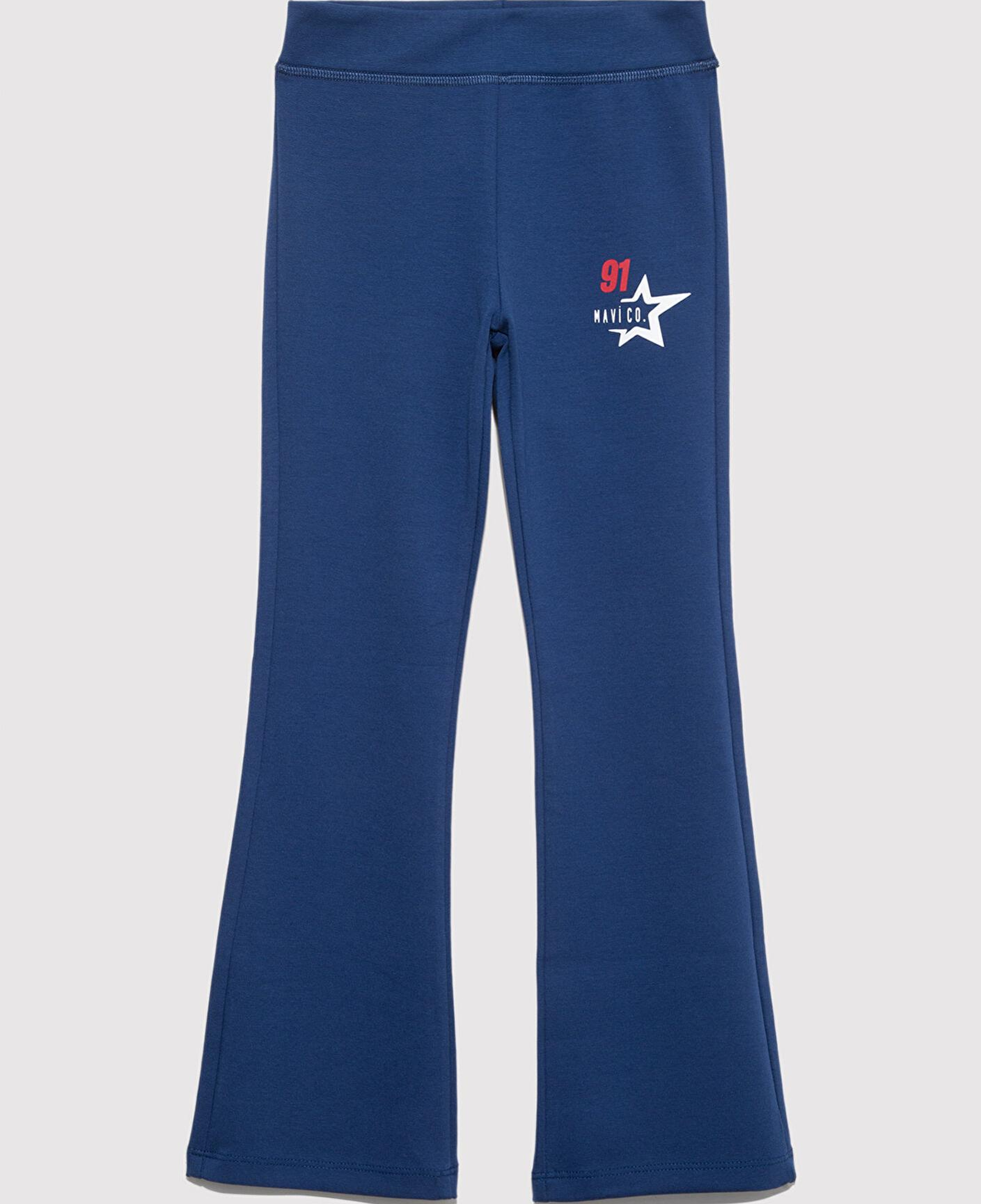 Mavi İspanyol Paça Baskılı İnterlok Tayt 7010031-70721