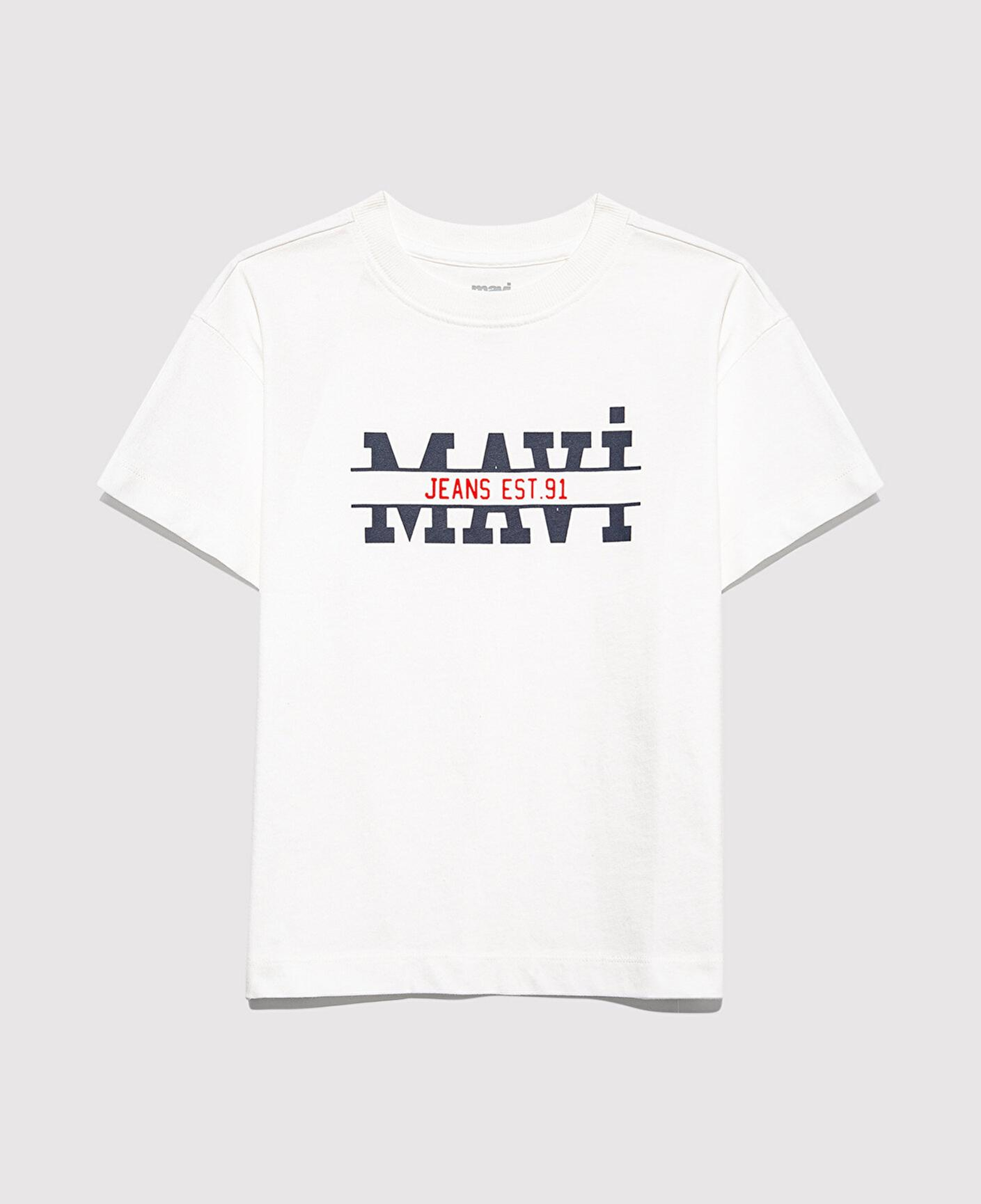 Mavi Mavi Logo Baskılı Ekru Tişört Loose Fit / Bol Rahat Kesim 6610397-70057