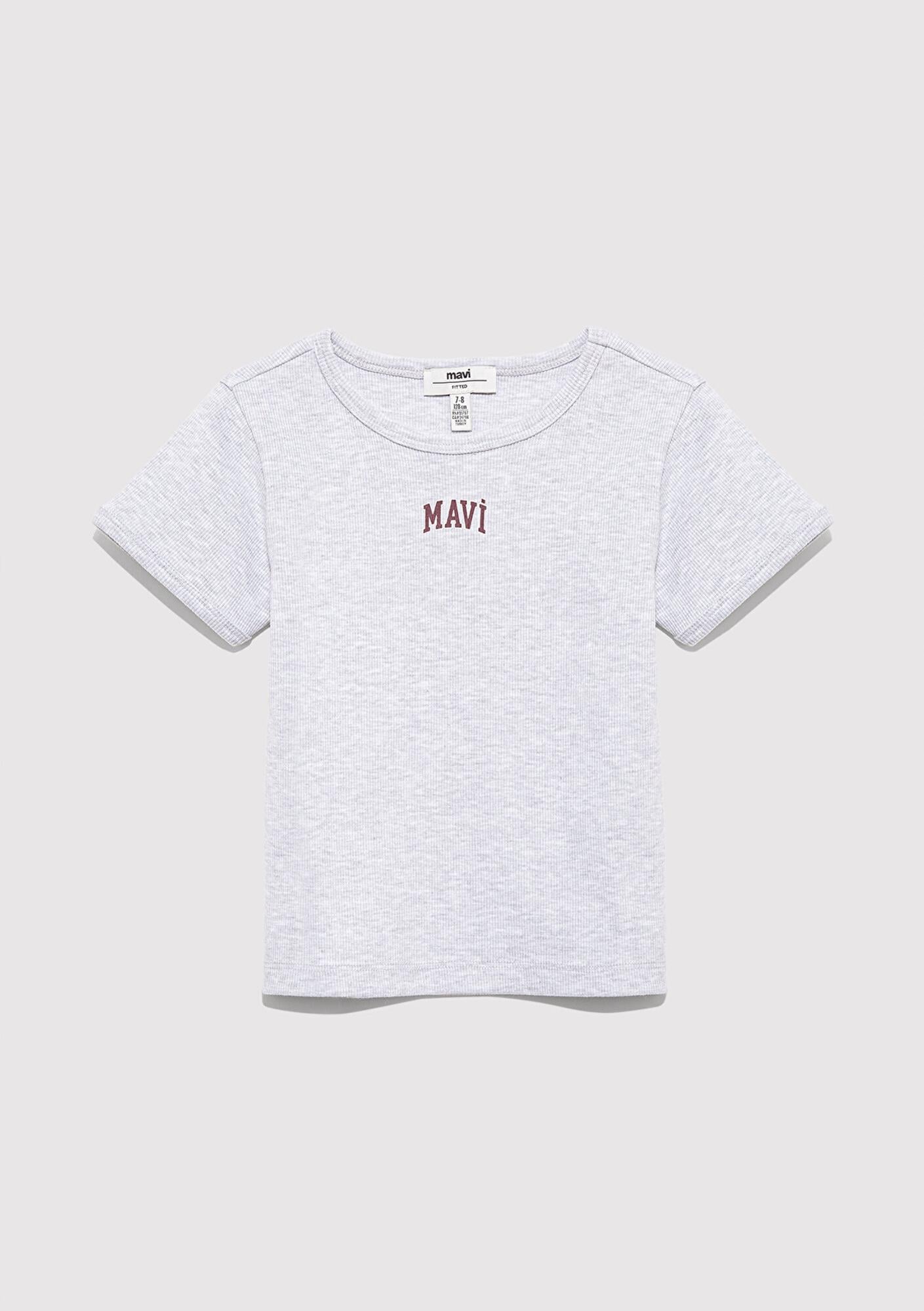 Mavi Mavi Logo Baskılı Gri Tişört Fitted / Vücuda Oturan Kesim 7610350-88467