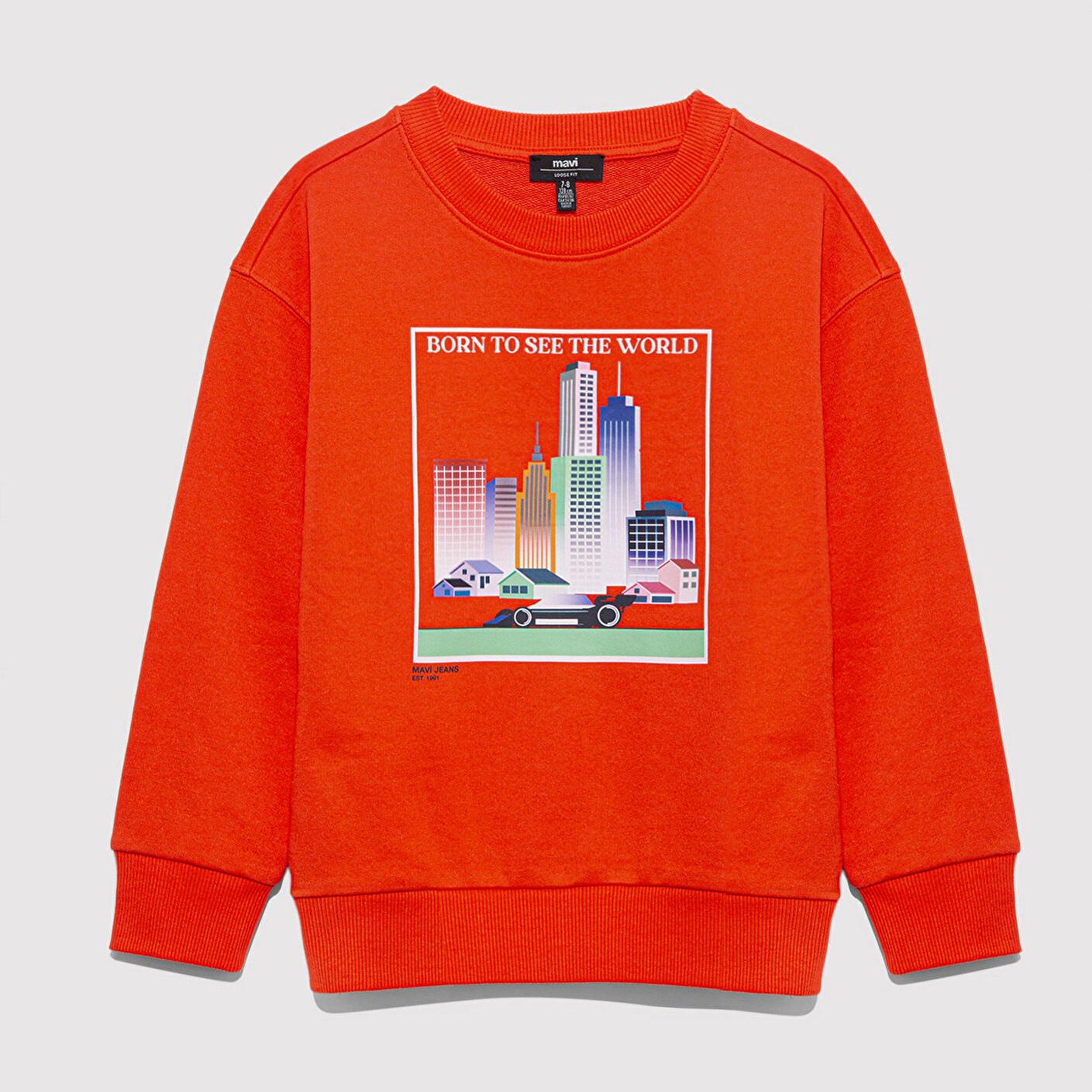 Mavi Araba Baskılı Turuncu Sweatshirt 6S10125-88523