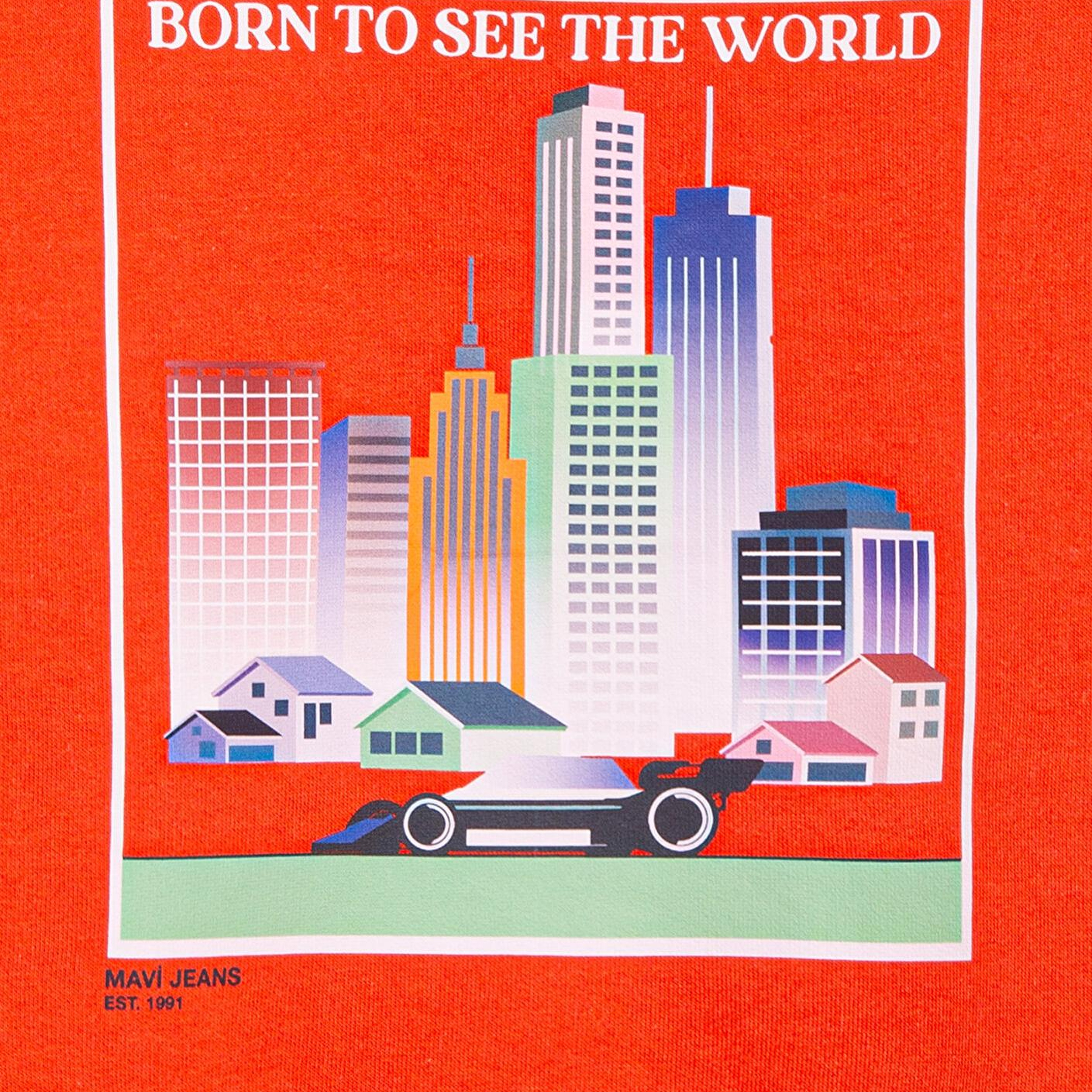 Mavi Araba Baskılı Turuncu Sweatshirt 6S10125-88523