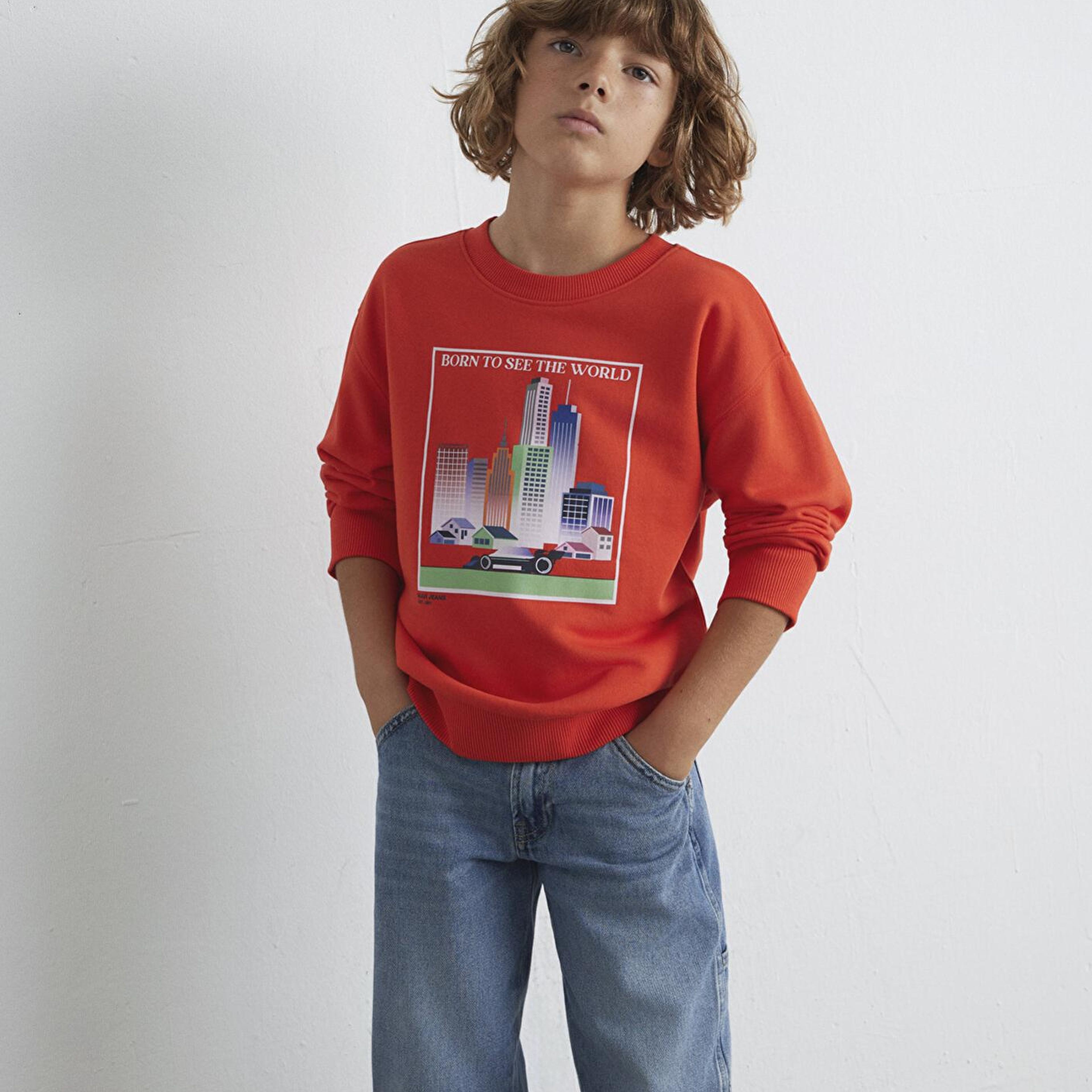 Mavi Araba Baskılı Turuncu Sweatshirt 6S10125-88523