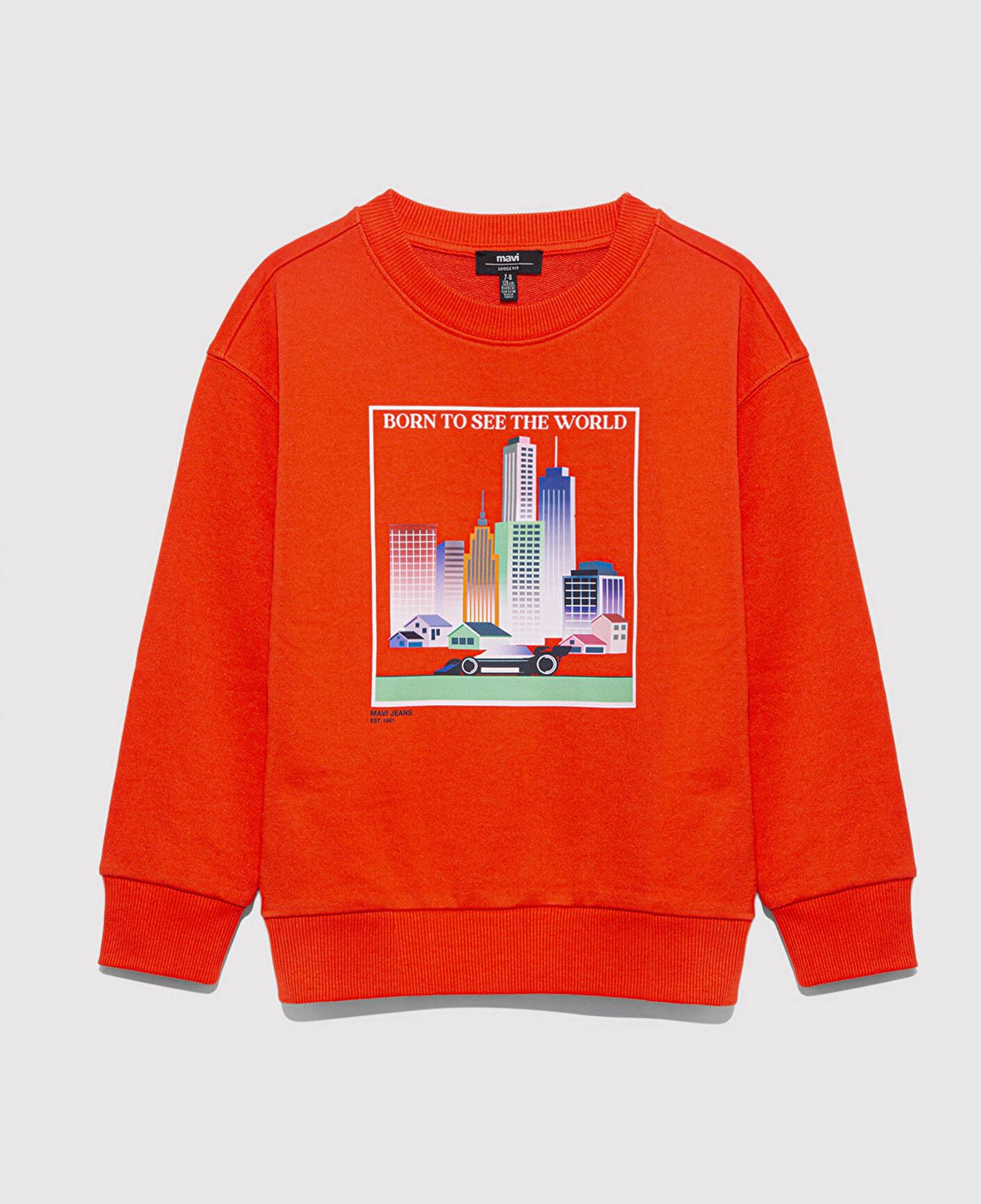 Mavi Araba Baskılı Turuncu Sweatshirt 6S10125-88523