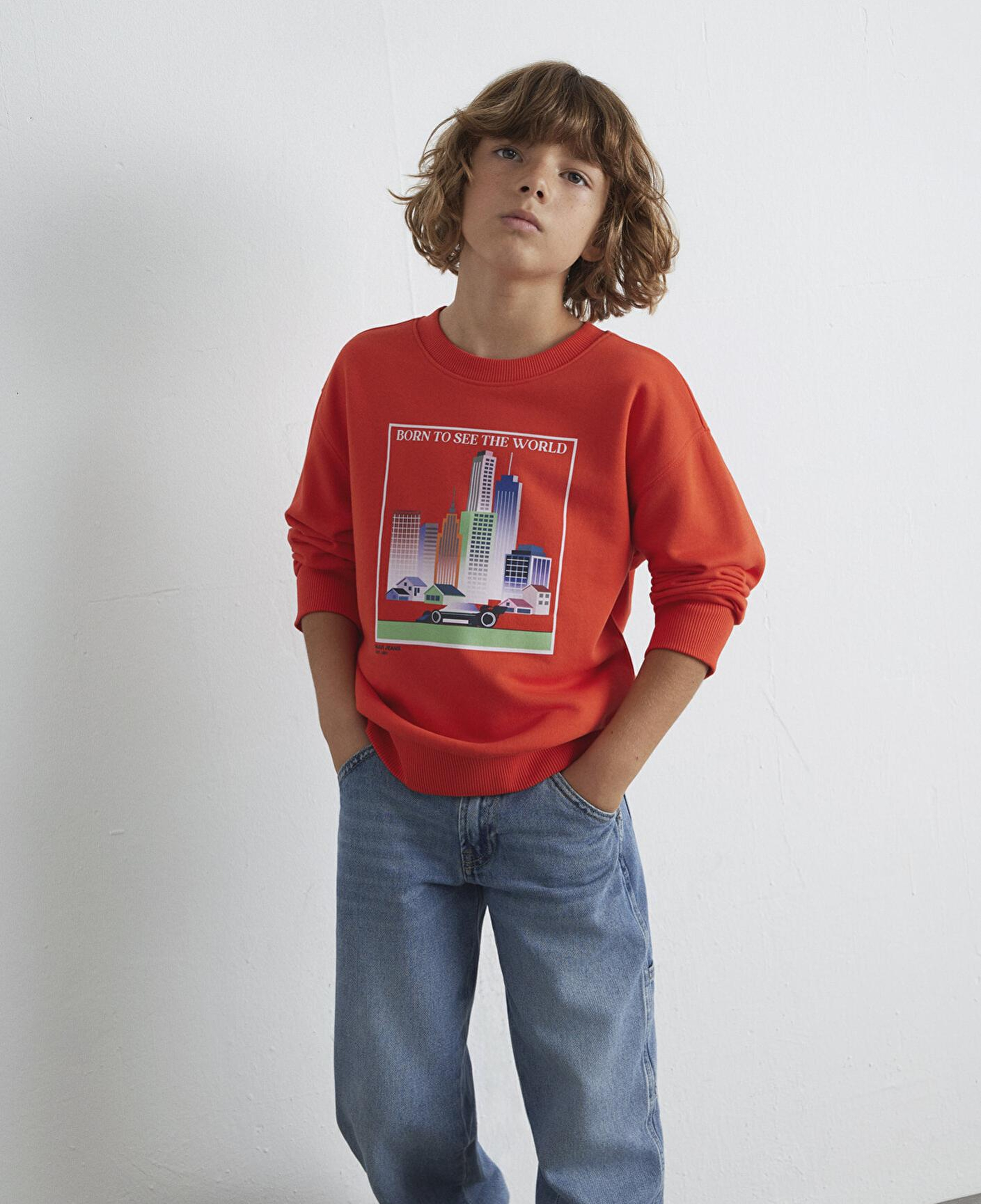 Mavi Araba Baskılı Turuncu Sweatshirt 6S10125-88523